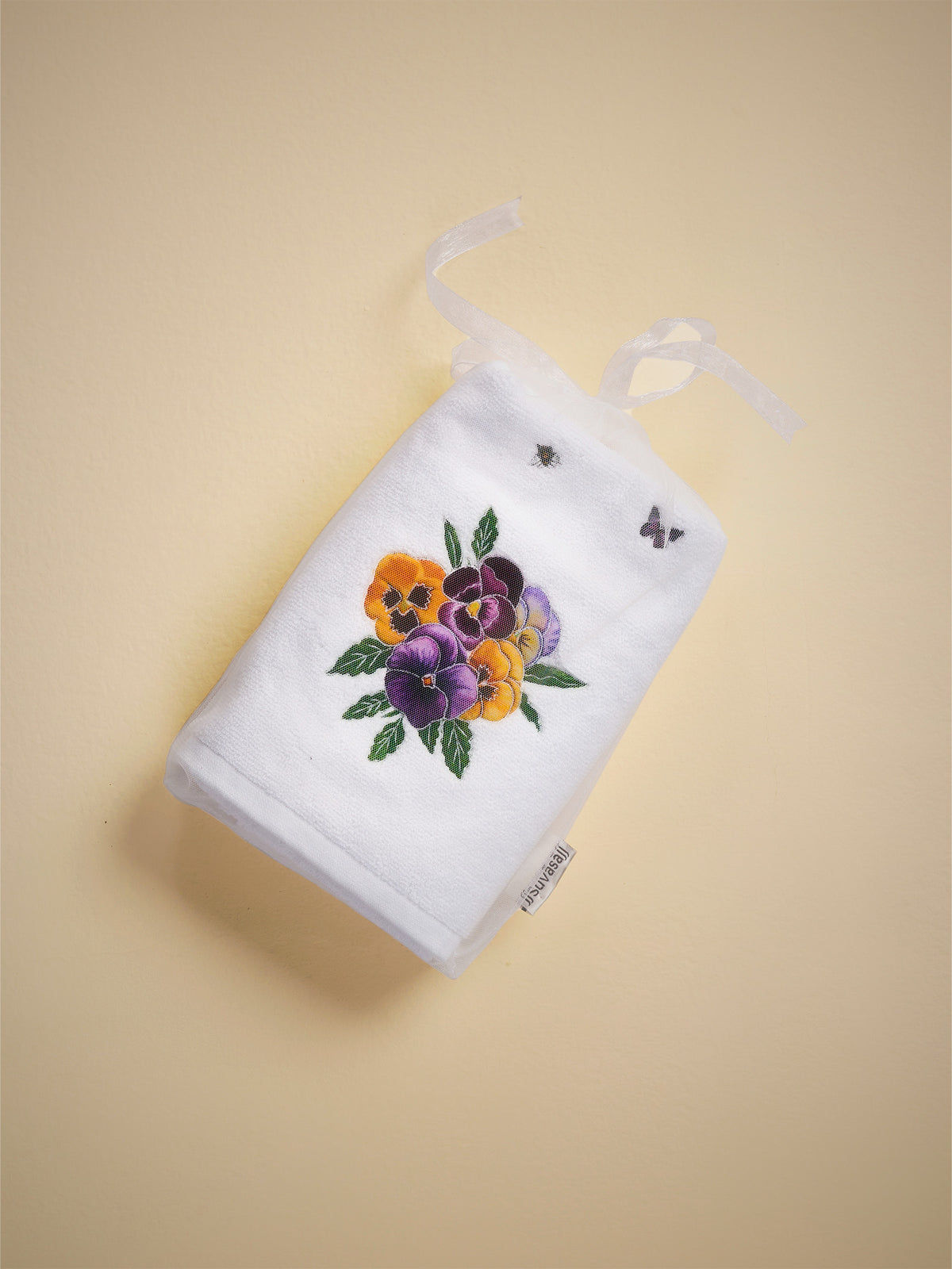 Purple Pansies Hand Towel (Set of 2)