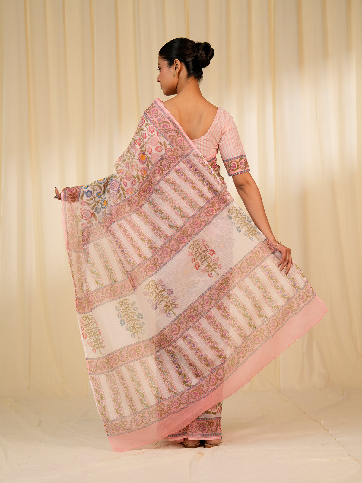 Rainbow Petunia Peach Kota Saree