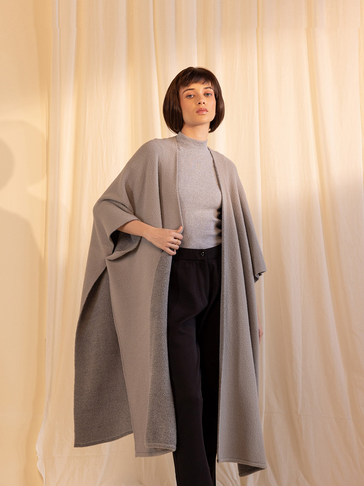 Woollen Reversible Plain Cape - Oyster
