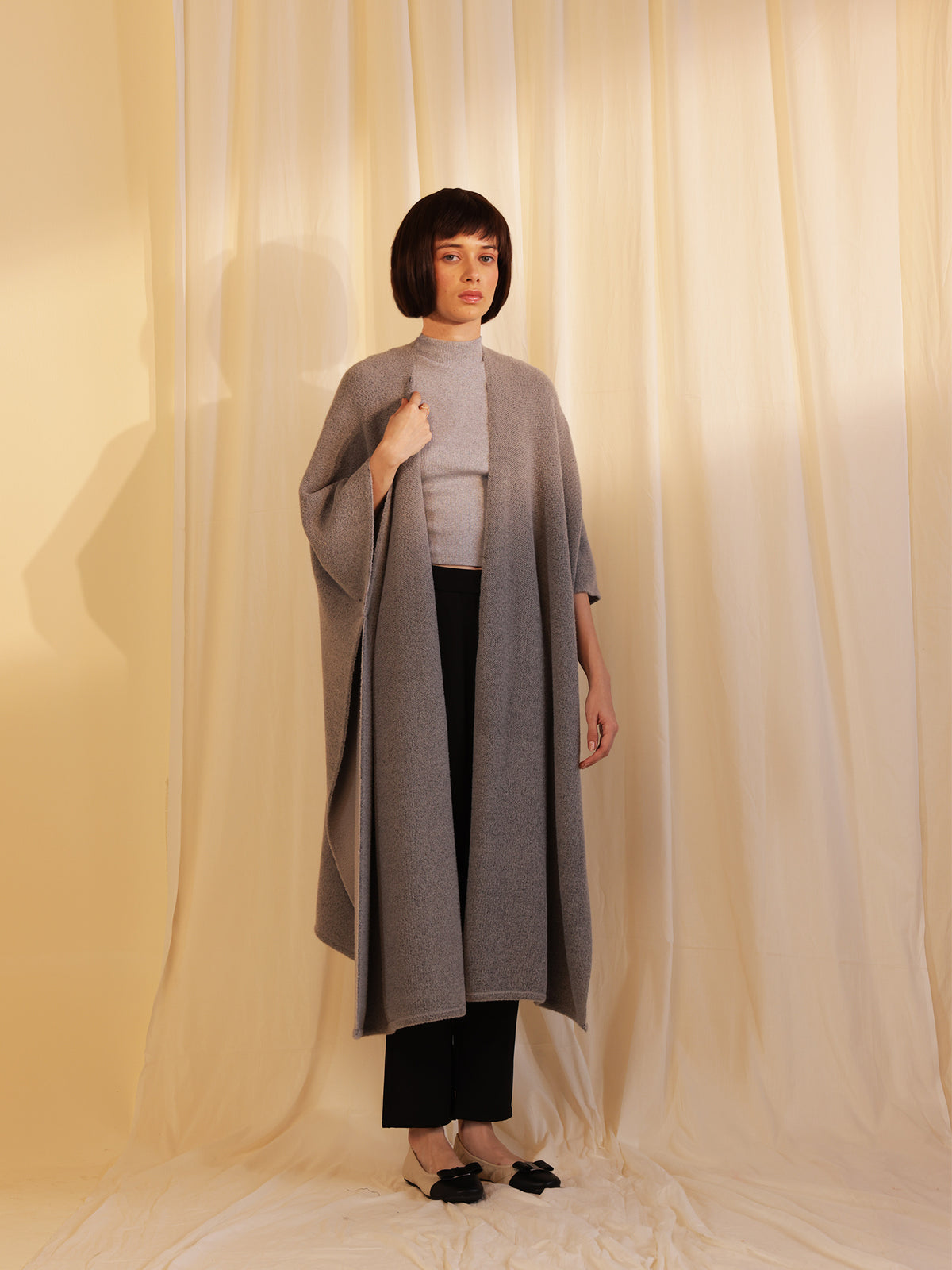 Woollen Reversible Plain Cape - Oyster