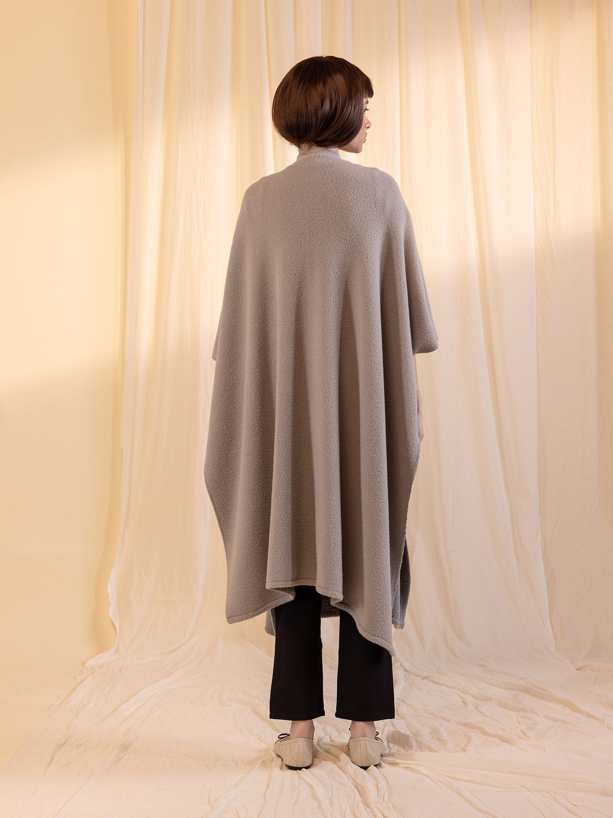 Woollen Reversible Plain Cape - Oyster