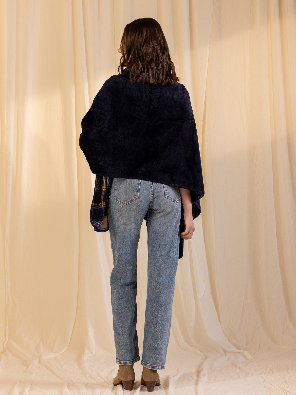 Woollen Reversible Wrap - Blue