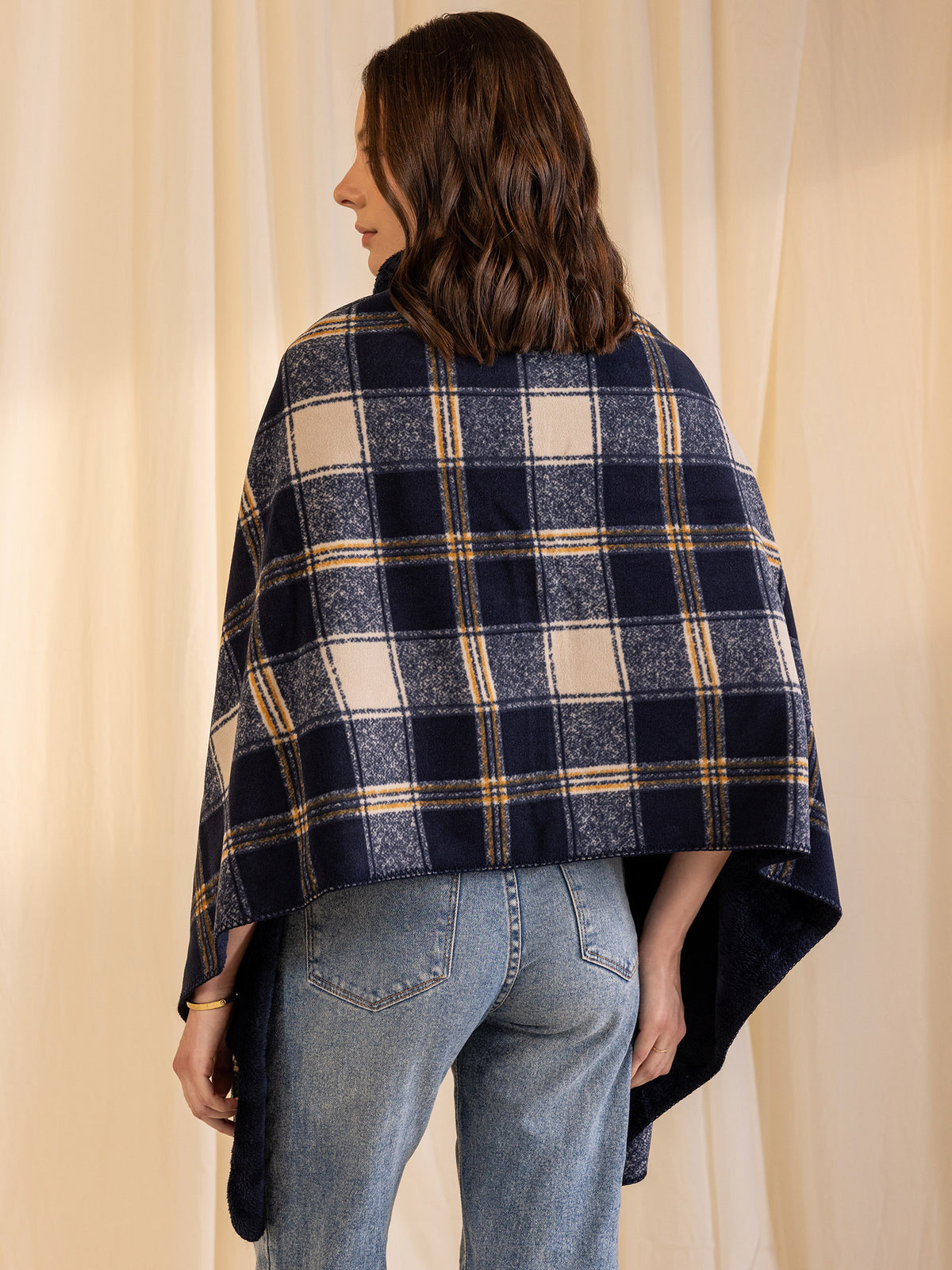 Woollen Reversible Wrap - Blue