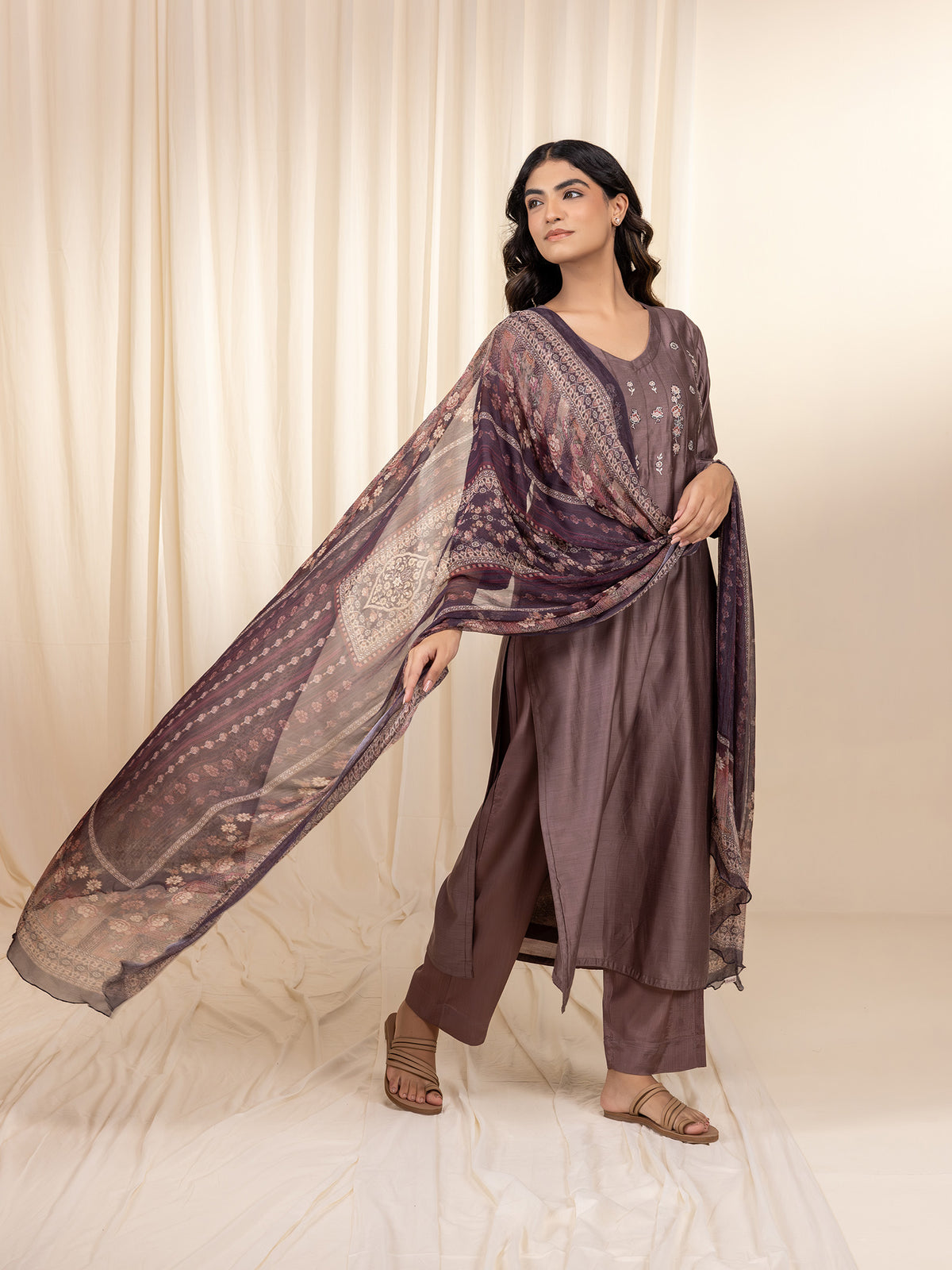Roasted Coffee Chiffon Dupatta