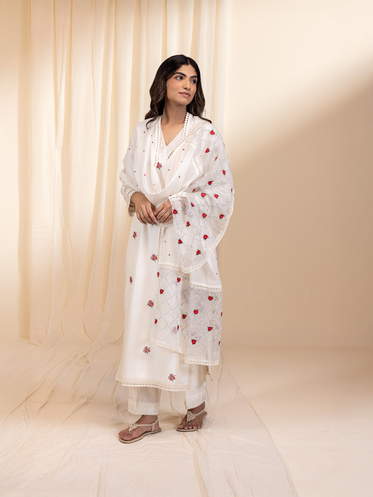 Rosy Pearls Chanderi Dupatta