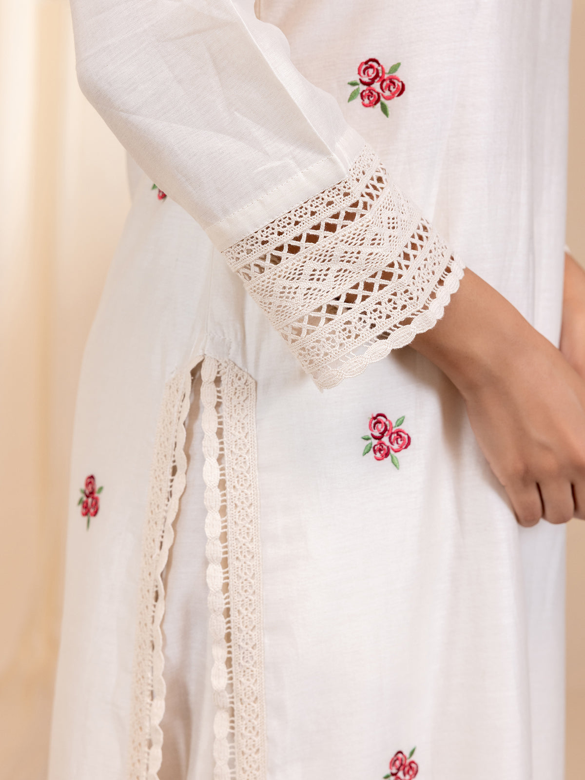 Rosy Pearls Chanderi Kurta