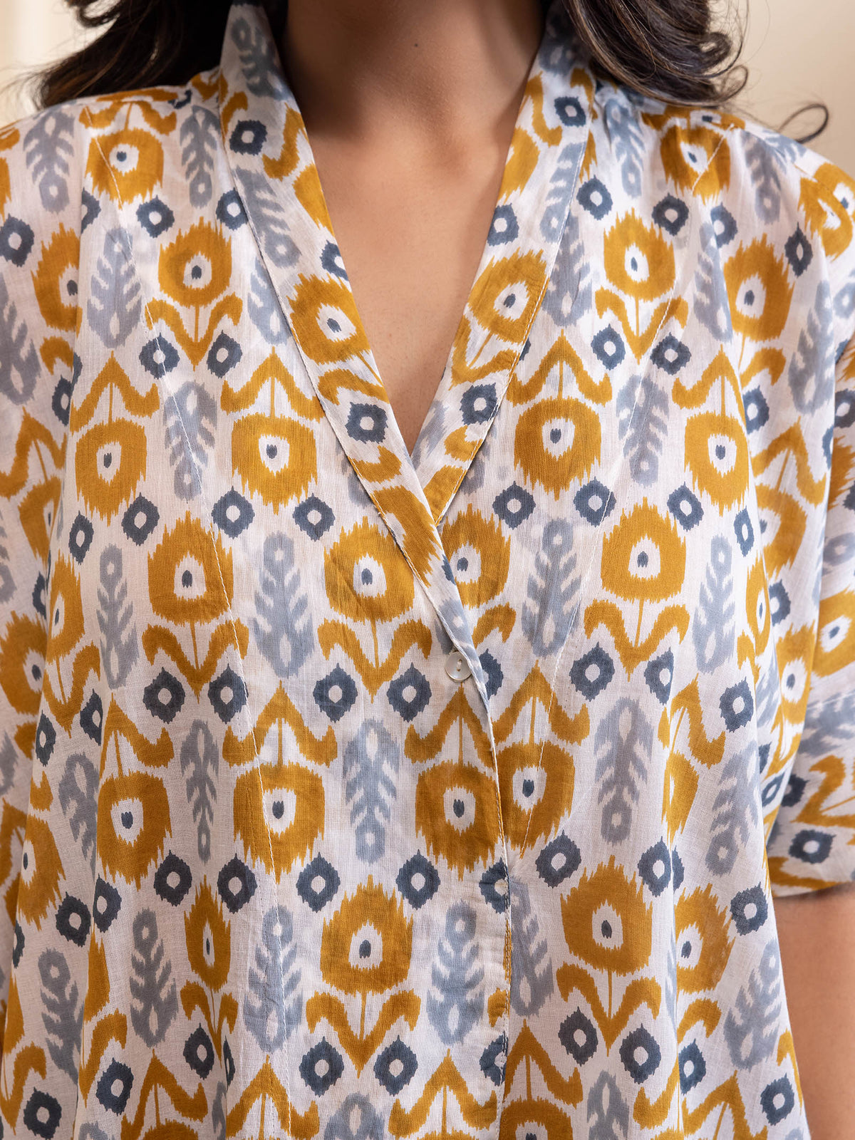 Ikat Redefined Ochre Voile Shirt