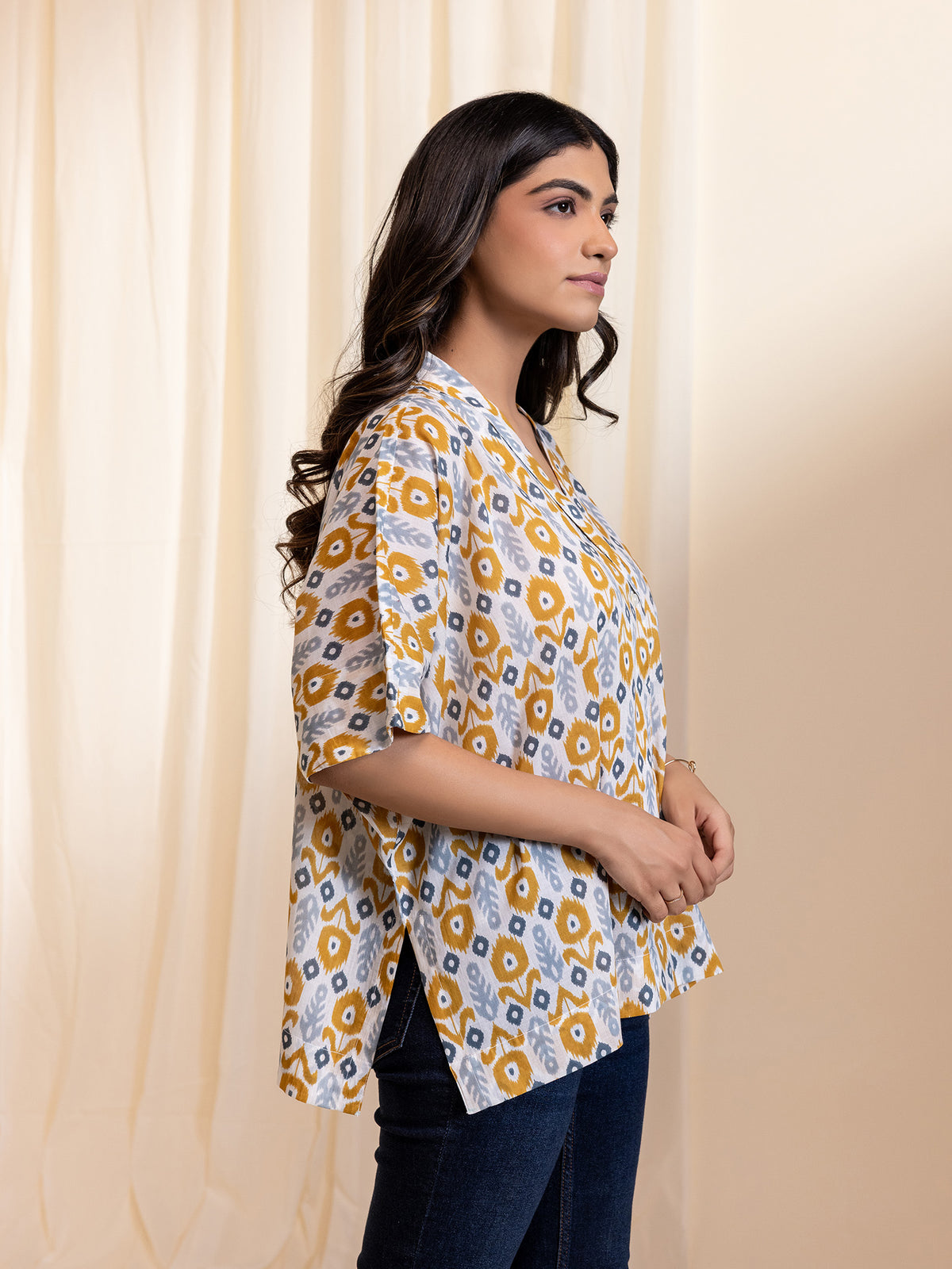 Ikat Redefined Ochre Voile Shirt