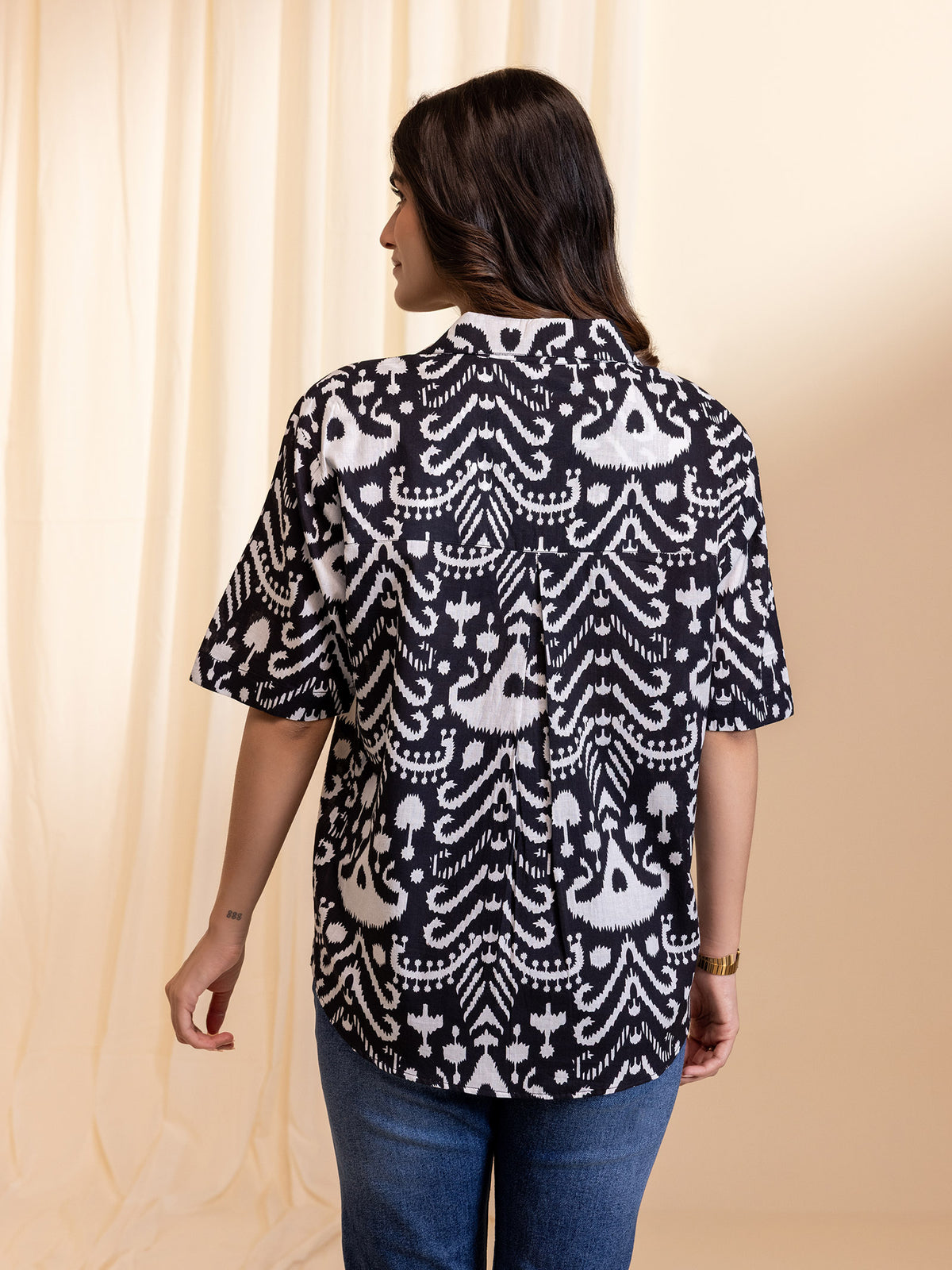 Ikat Redefined Coal Cotton Shirt