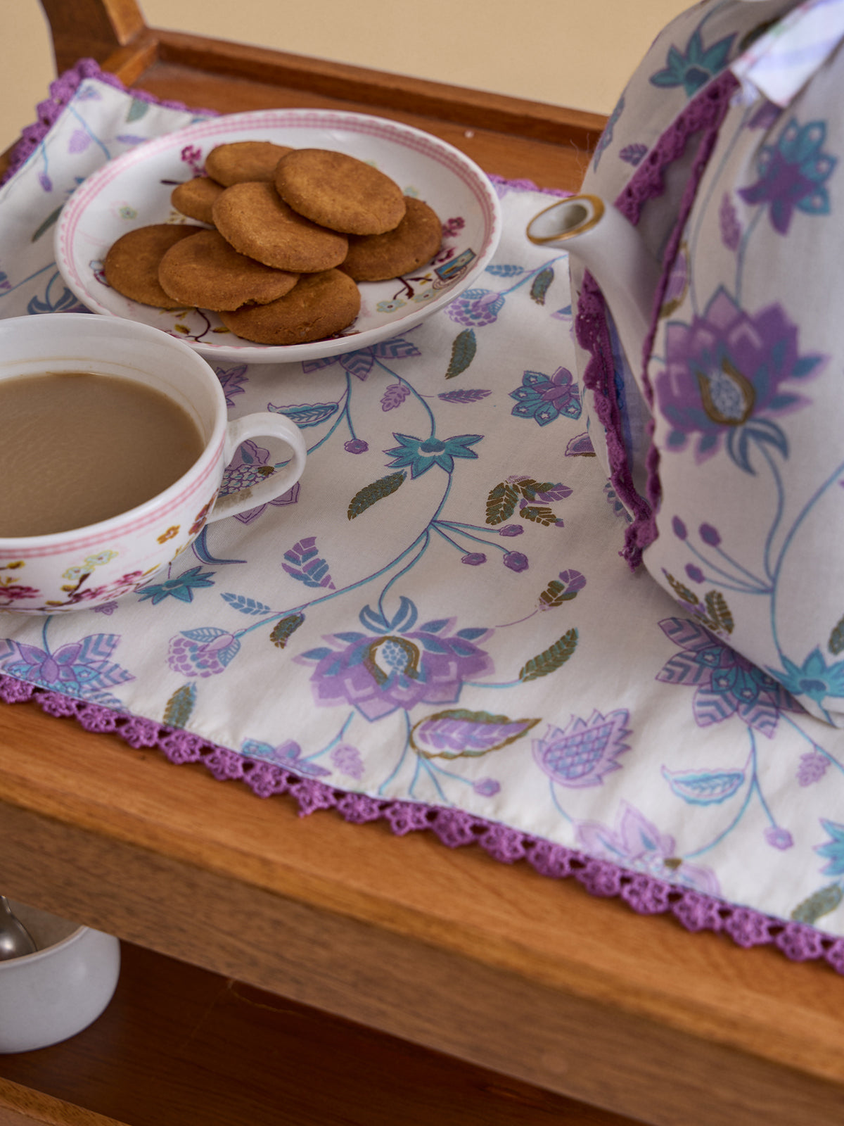 Lined Up Tea Cosy - Purple