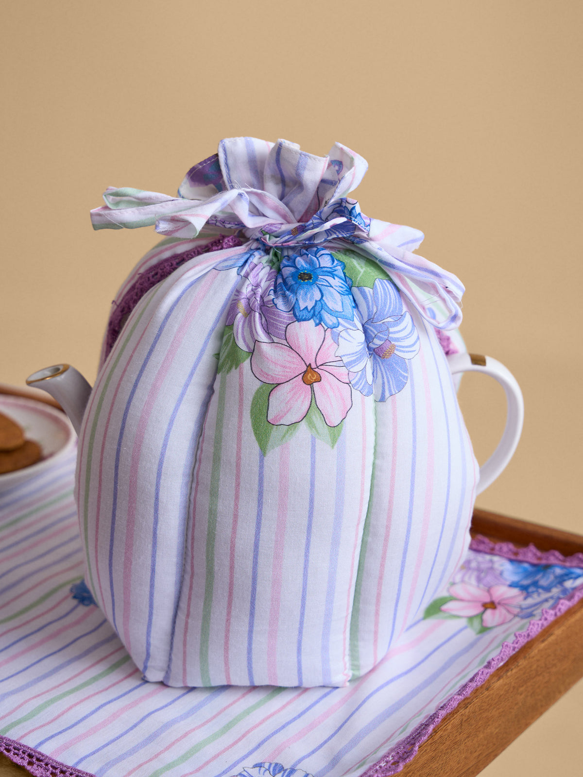 Lined Up Tea Cosy - Purple