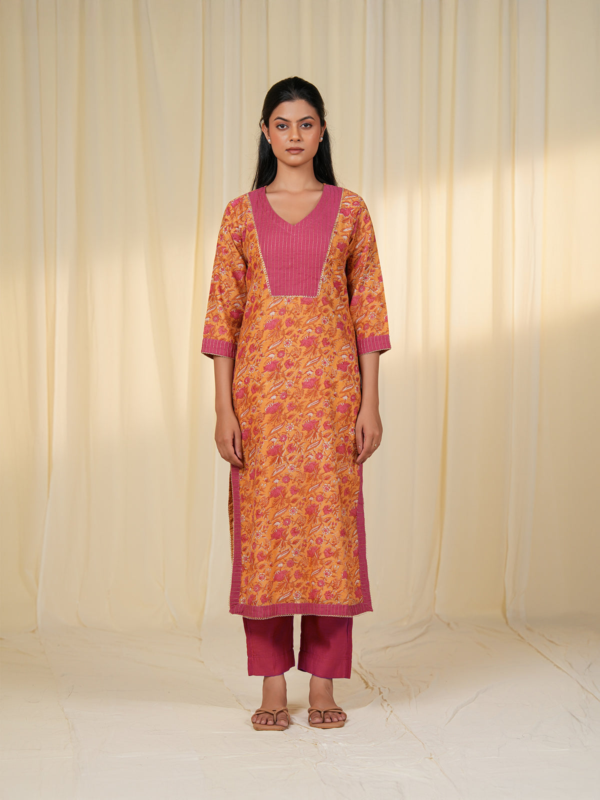 Sada Suhagan Cosmos Valley Chanderi Kurta