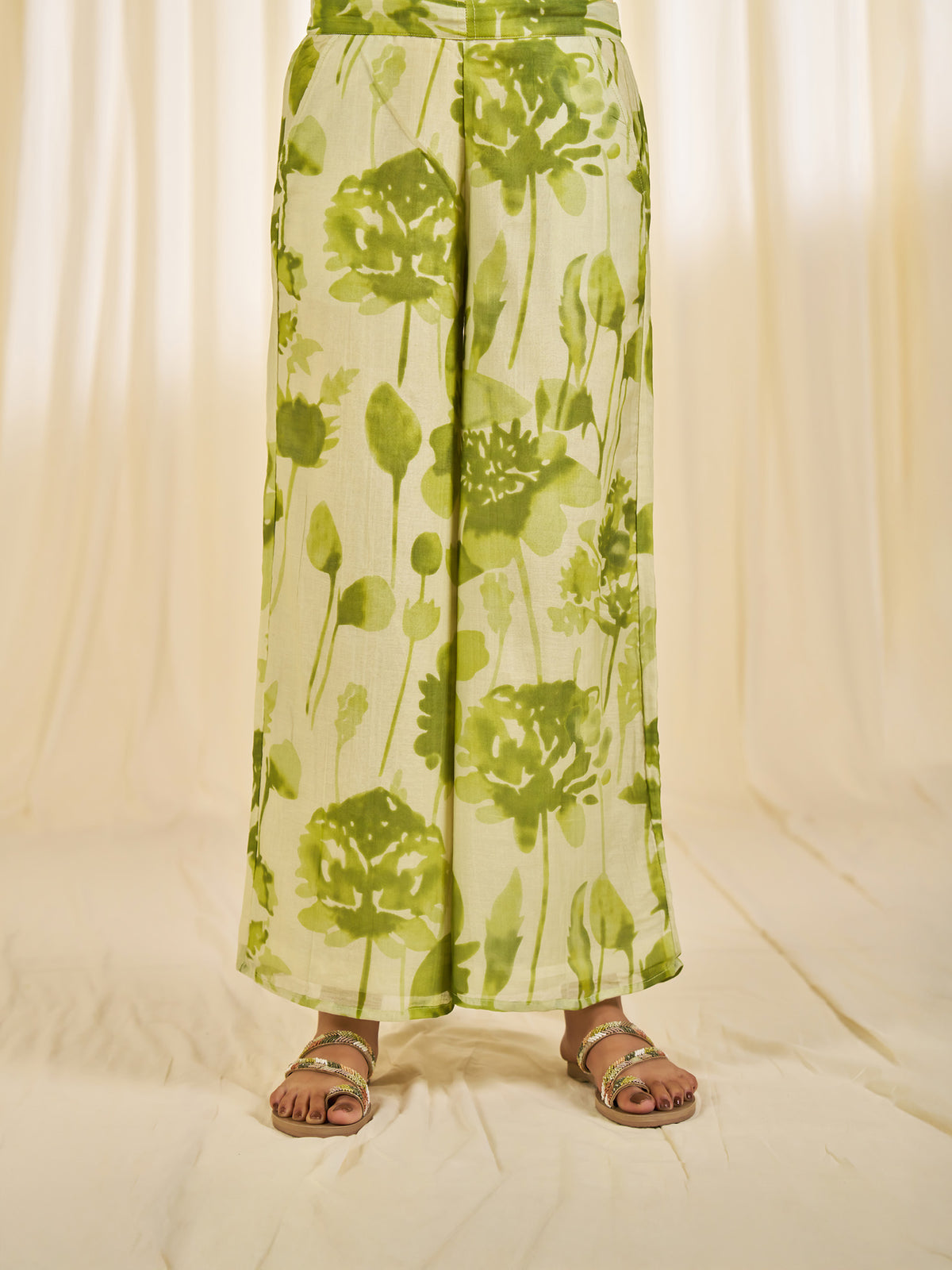 Summer Season Green Chanderi Palazzo