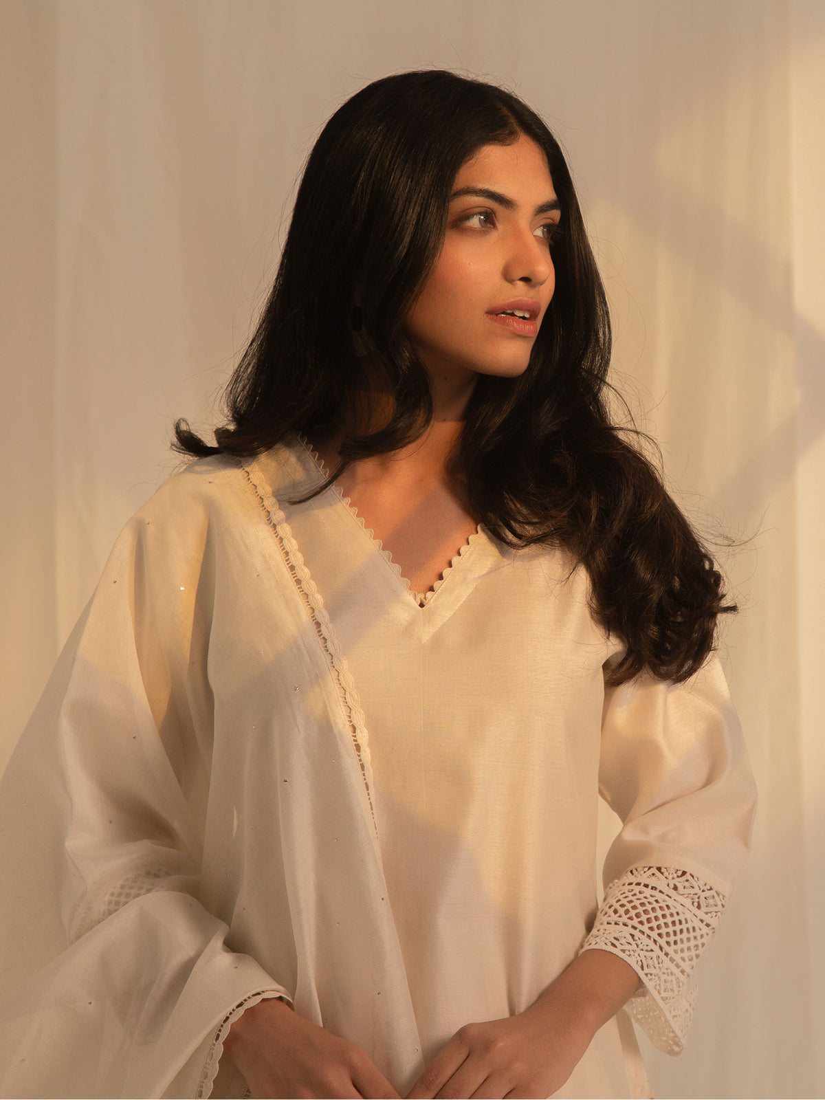 Cream Bisque Chanderi Kurta