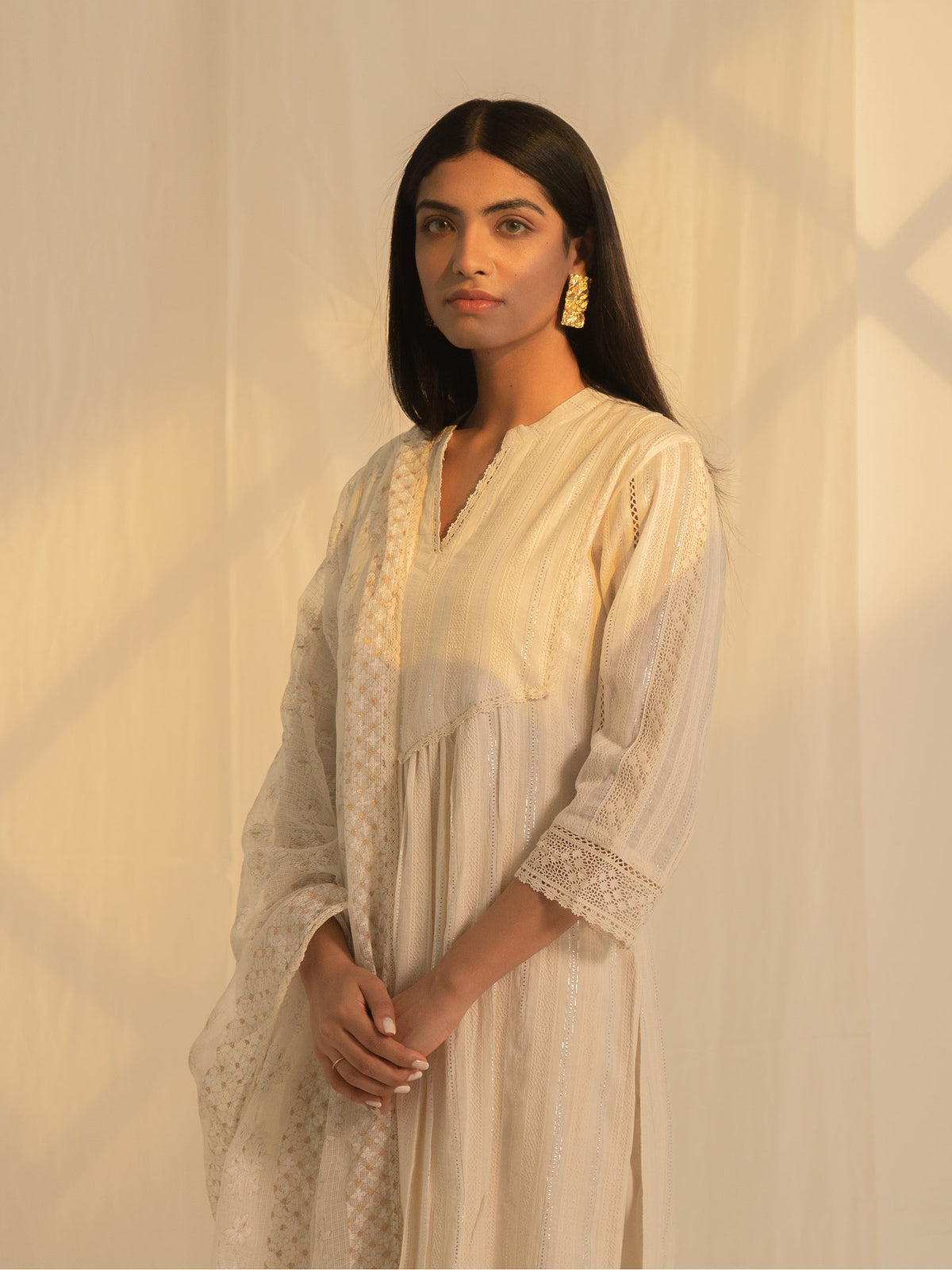 Raw Ecru Plush Cotton Kurta