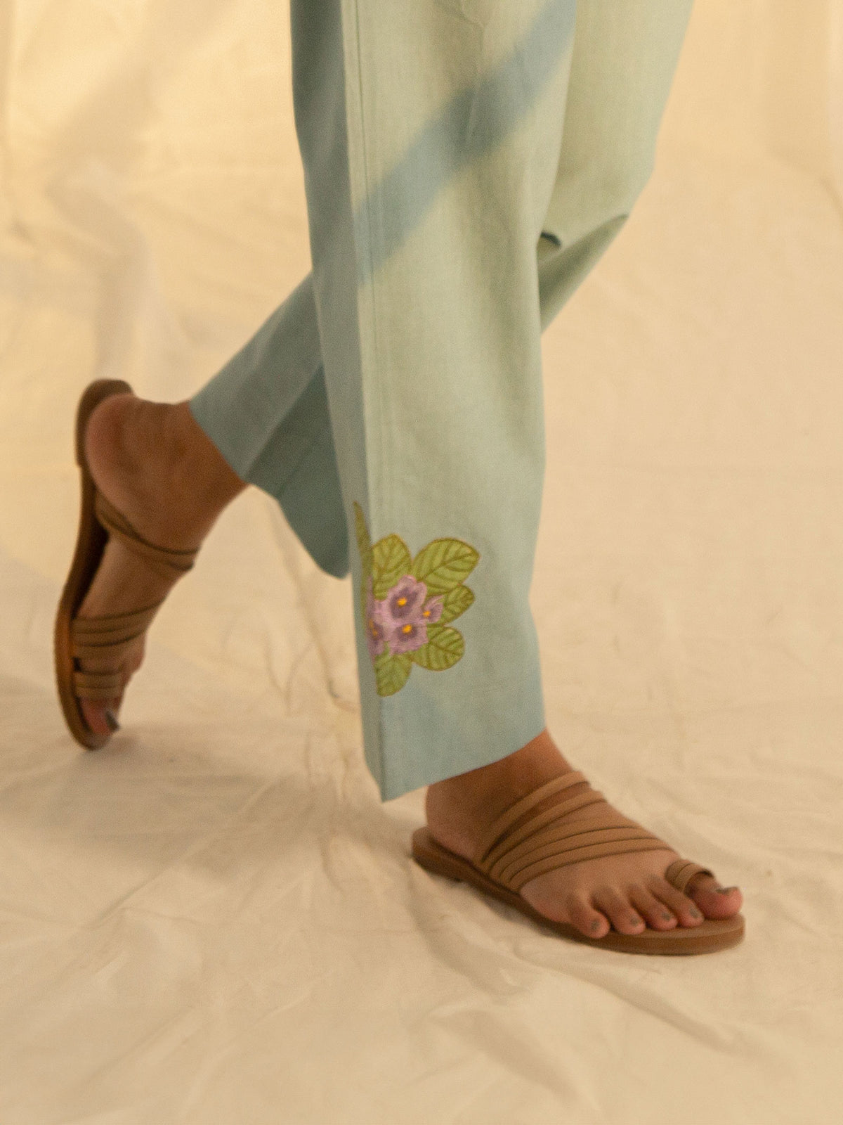 African Violet Cotton Straight Pants