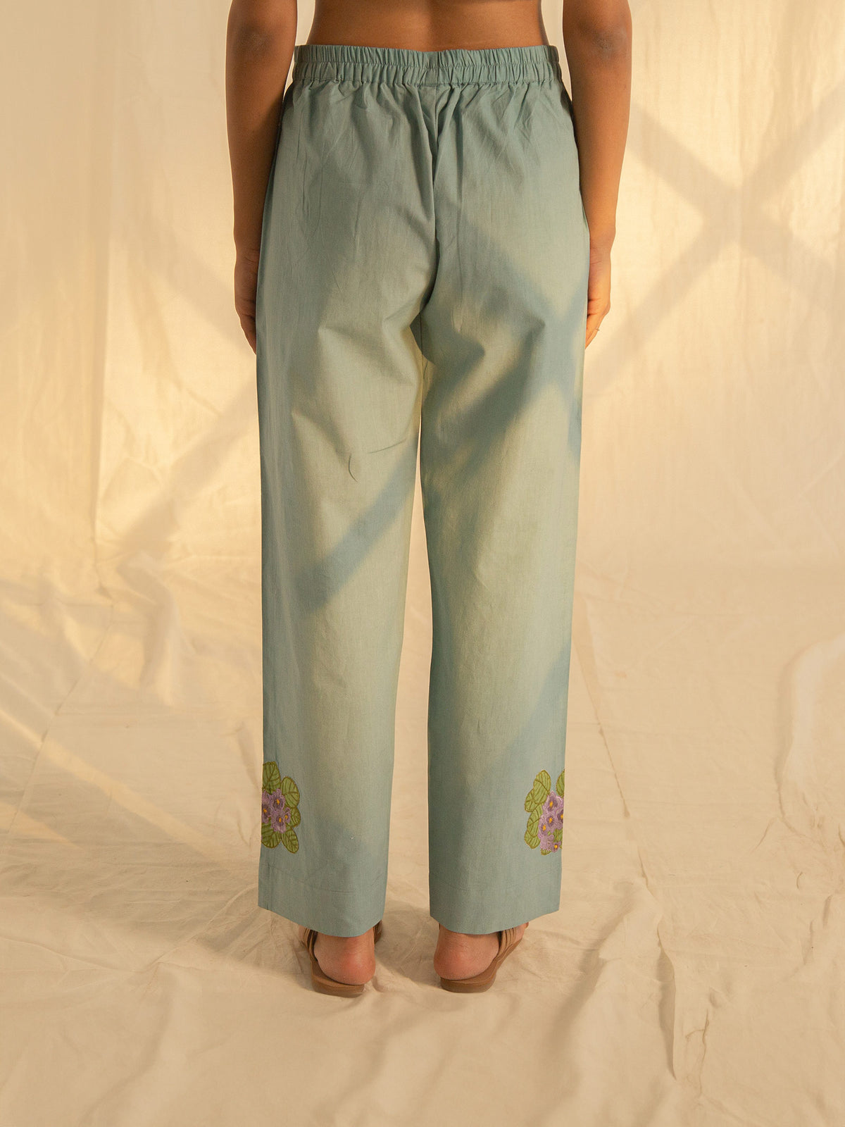 African Violet Cotton Straight Pants