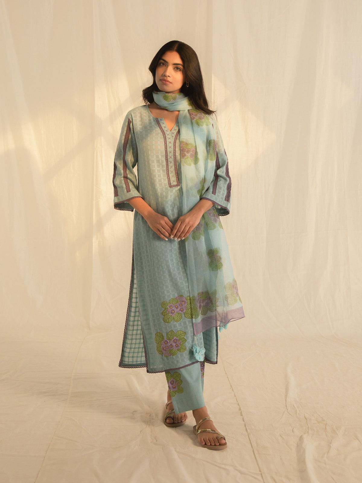 African Violet Kota Dupatta