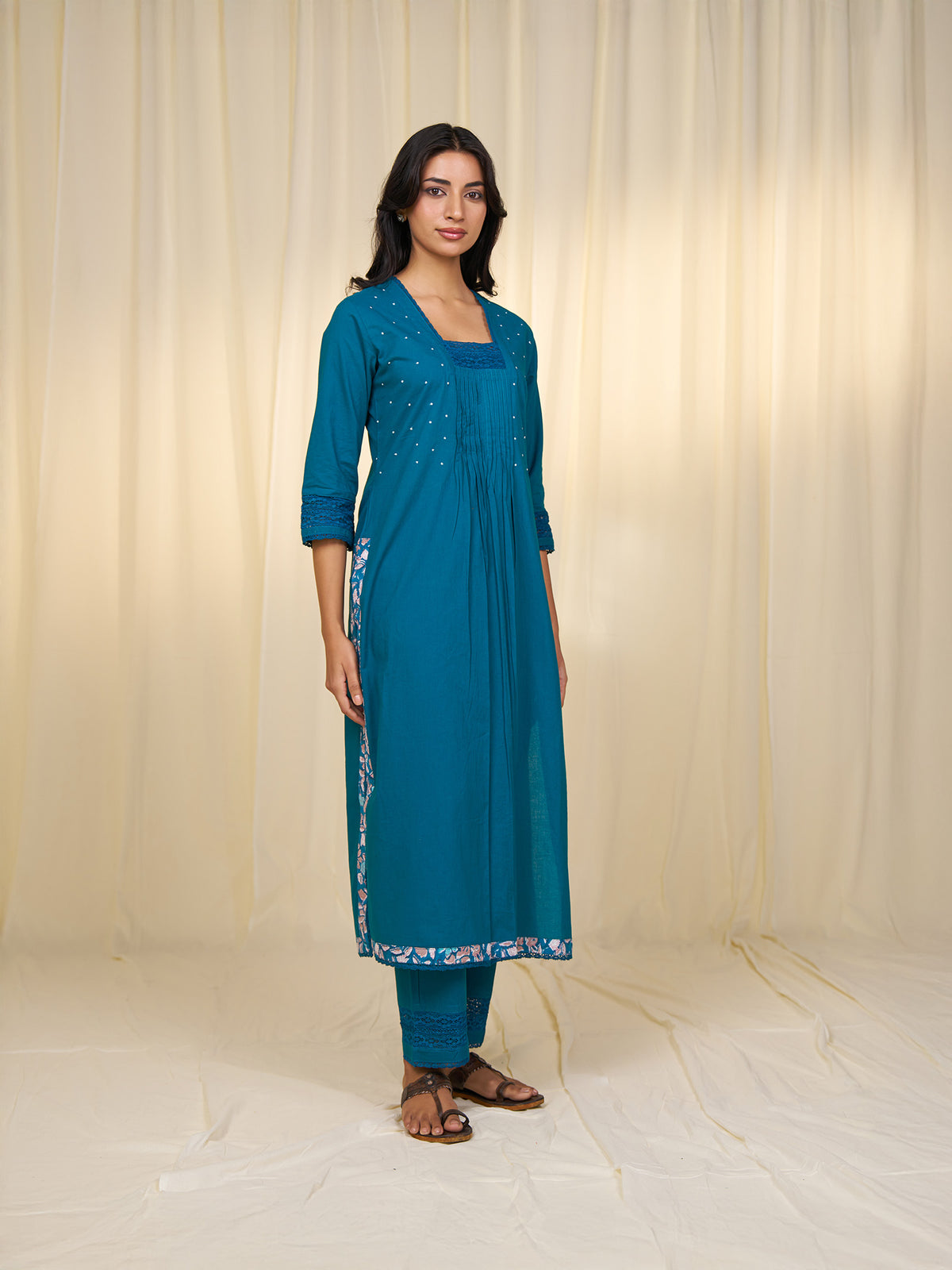 Teal Cotton Kurta