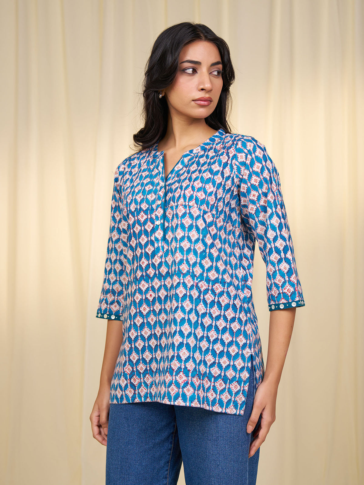 Teal Cotton Kurti