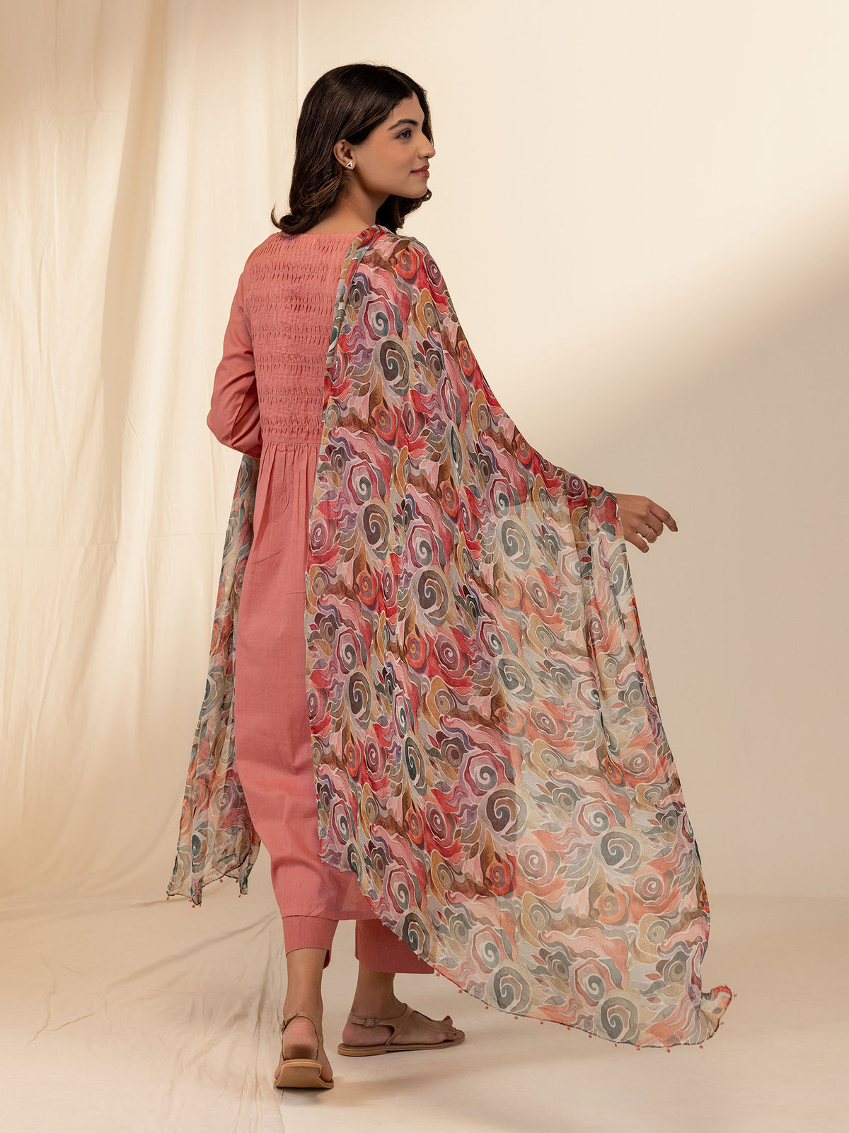 Trance Busy Peach Chiffon Dupatta