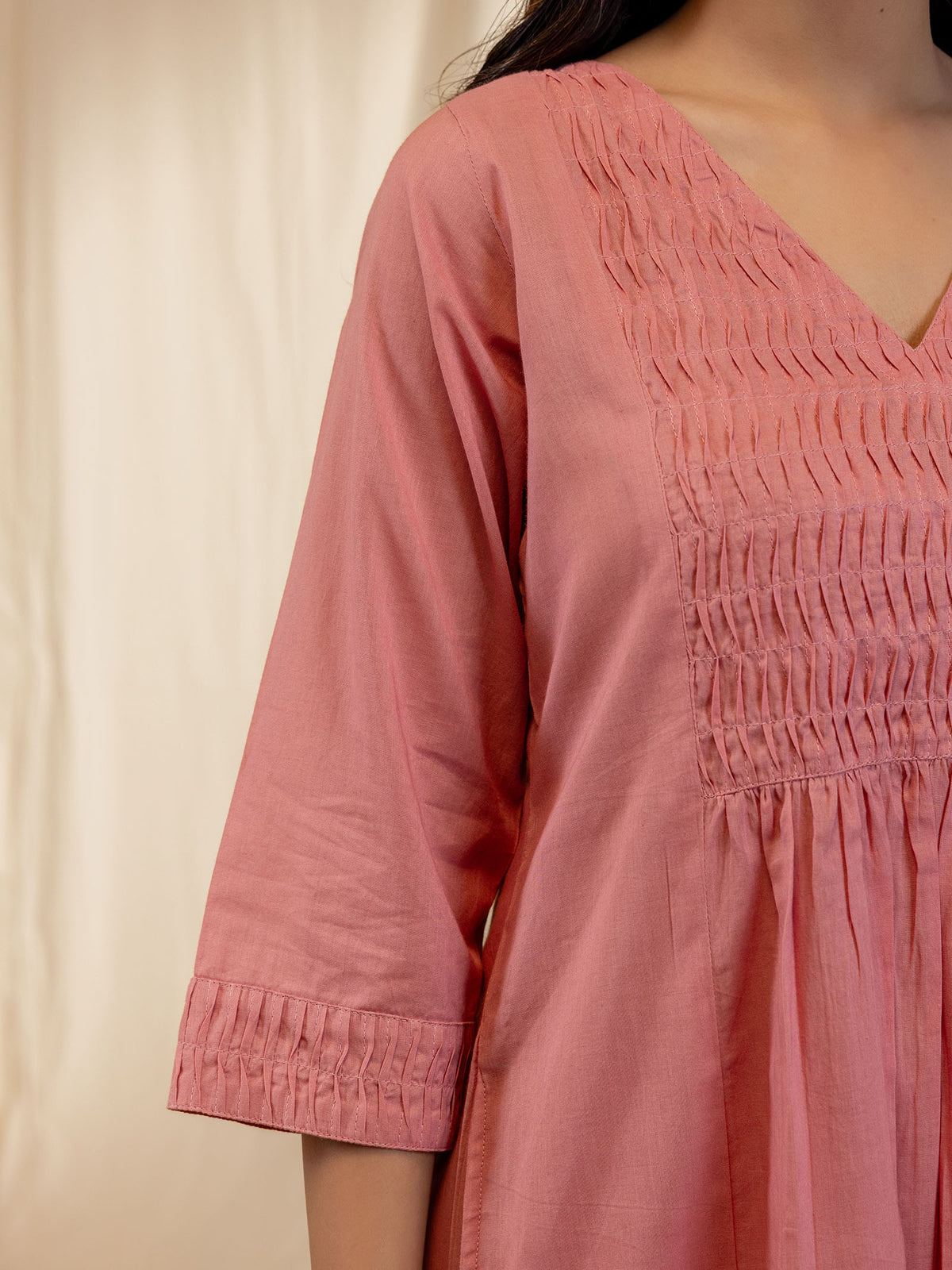Trance Peach Plain Voile Kurta