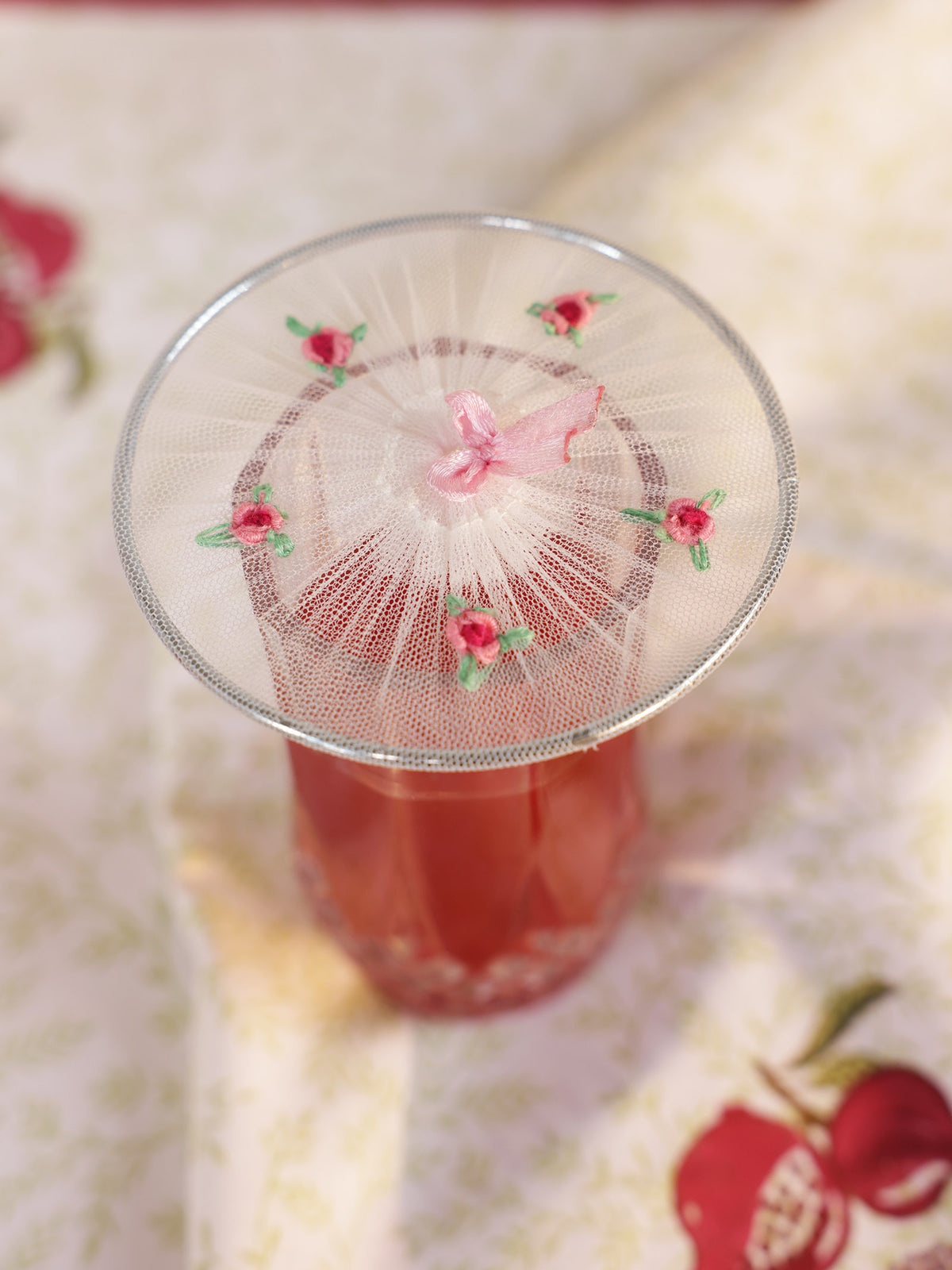 Vintage Ring Glass Cover - Pink (Set of 4pc)