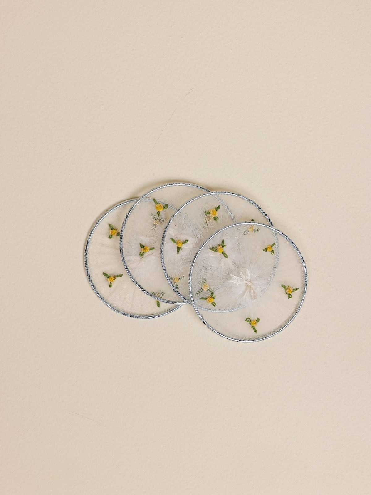 Vintage Ring Glass Cover - Yellow (Set of 4pc)