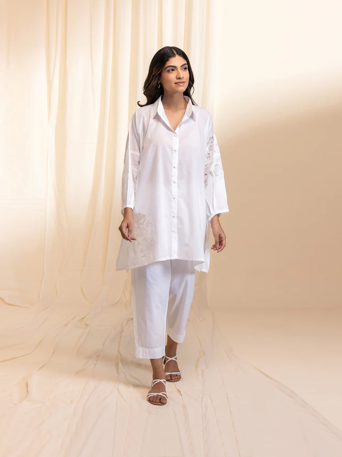 White Wash Exclusive EMB Madras Cotton Shirt