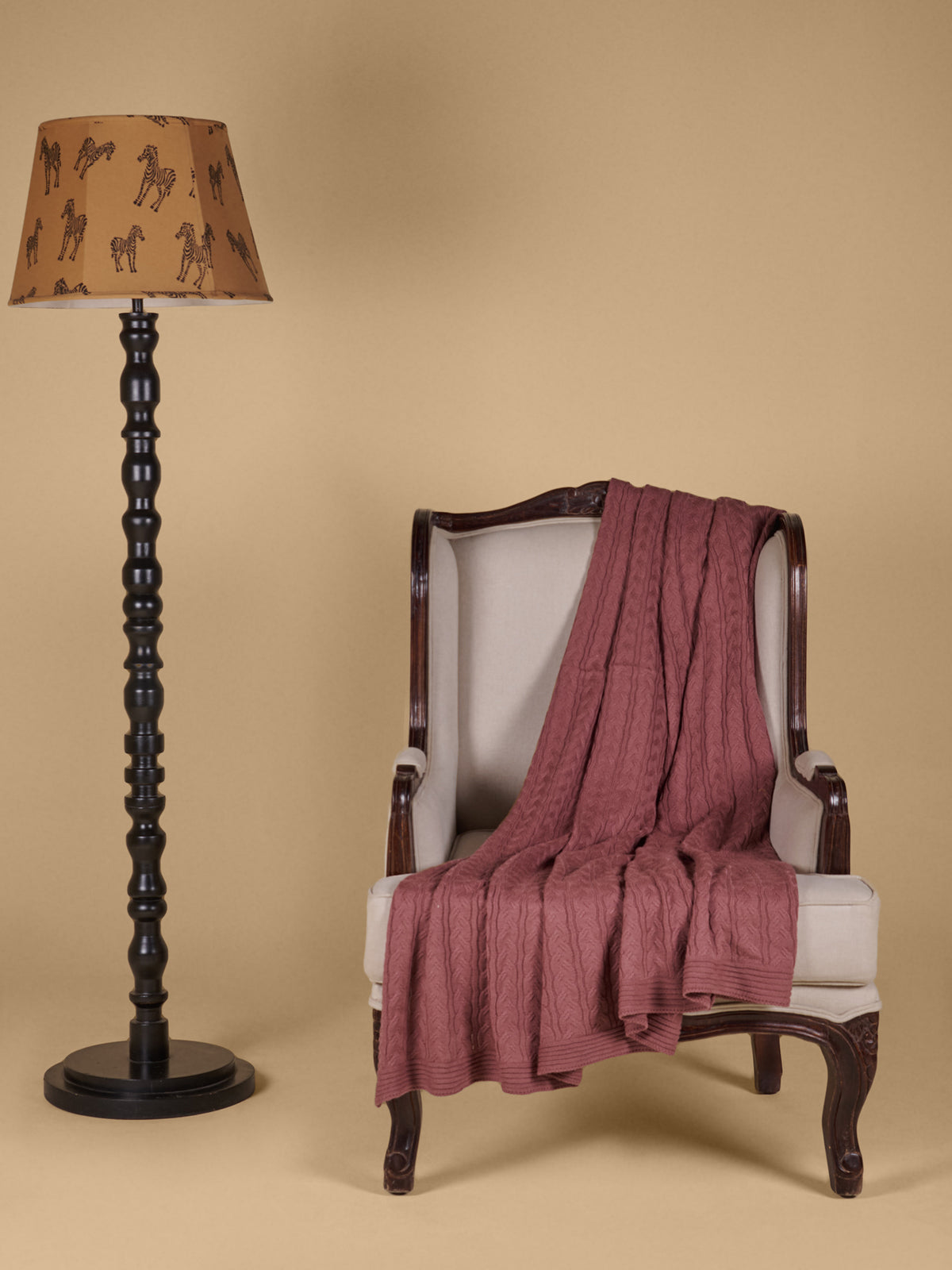 Woollen Knitted Blushwood Blanket