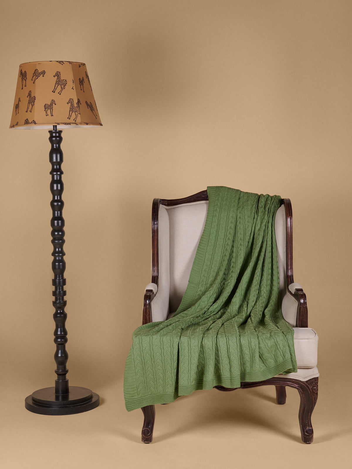 Woollen Knitted Moss Blanket