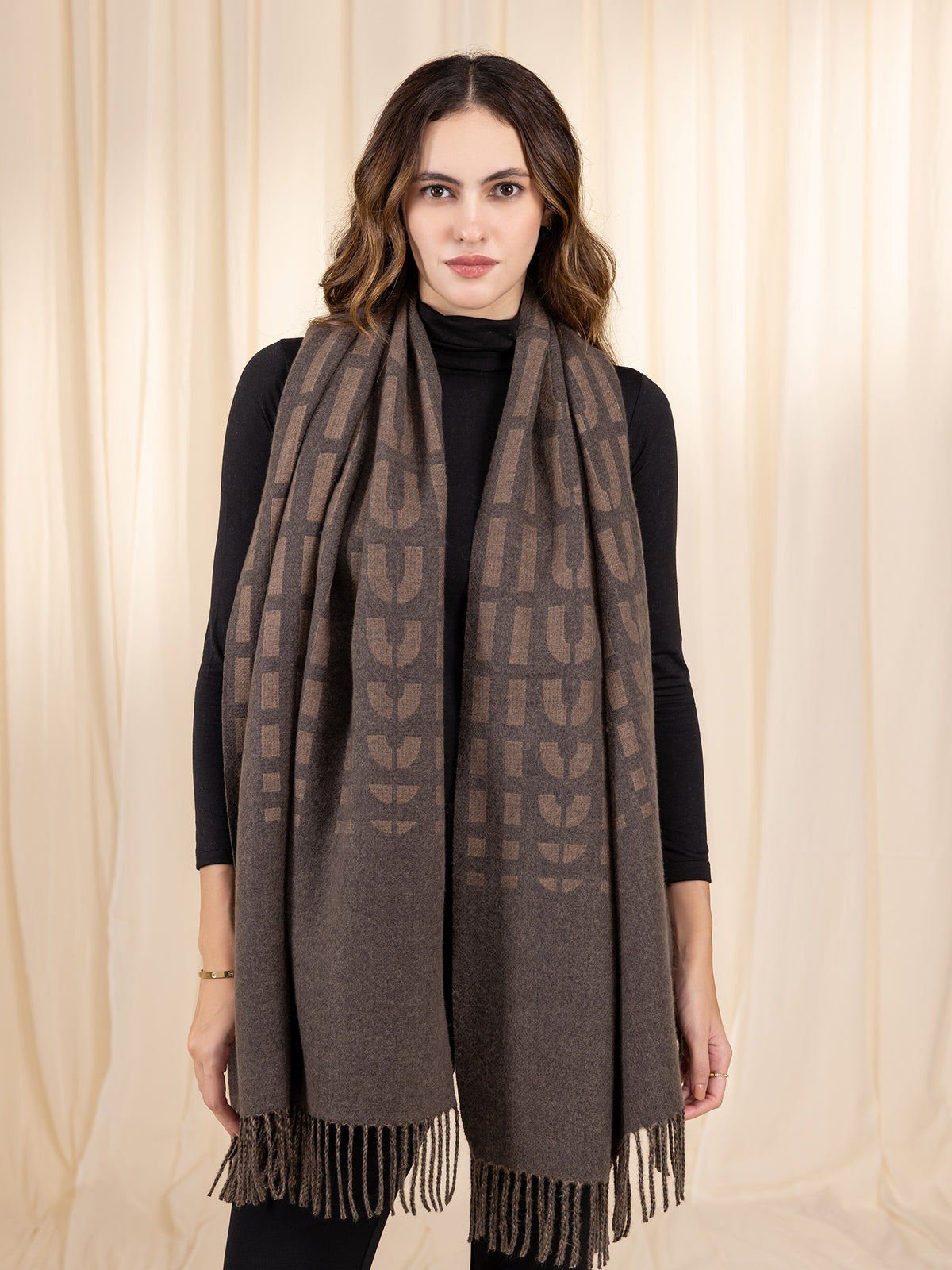 Woollen Reversible Loom Stole - Slate