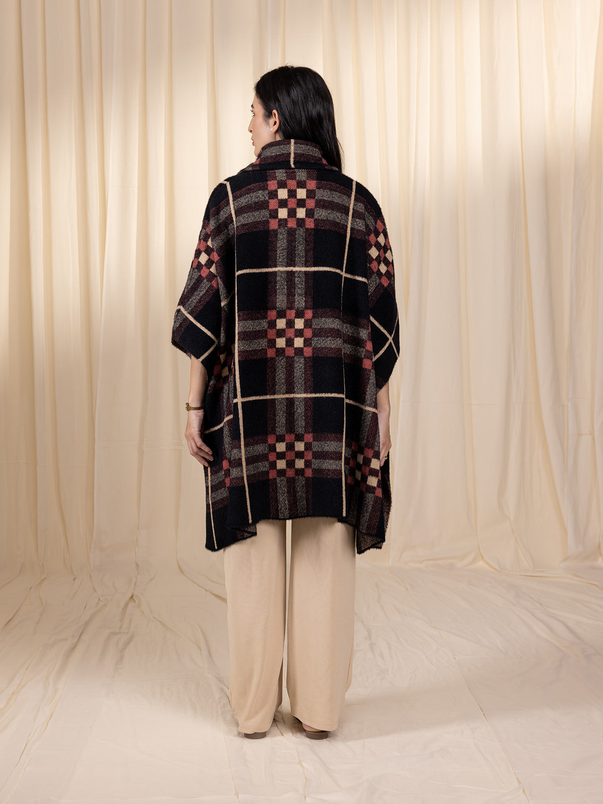 Woollen Rust Grid Cape
