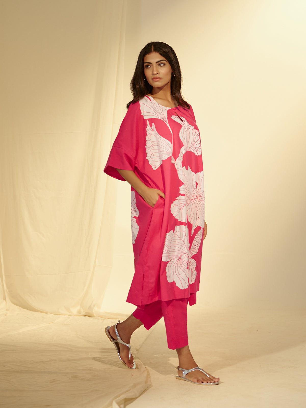 Cocktail Hot Pink Cotton Kaftan