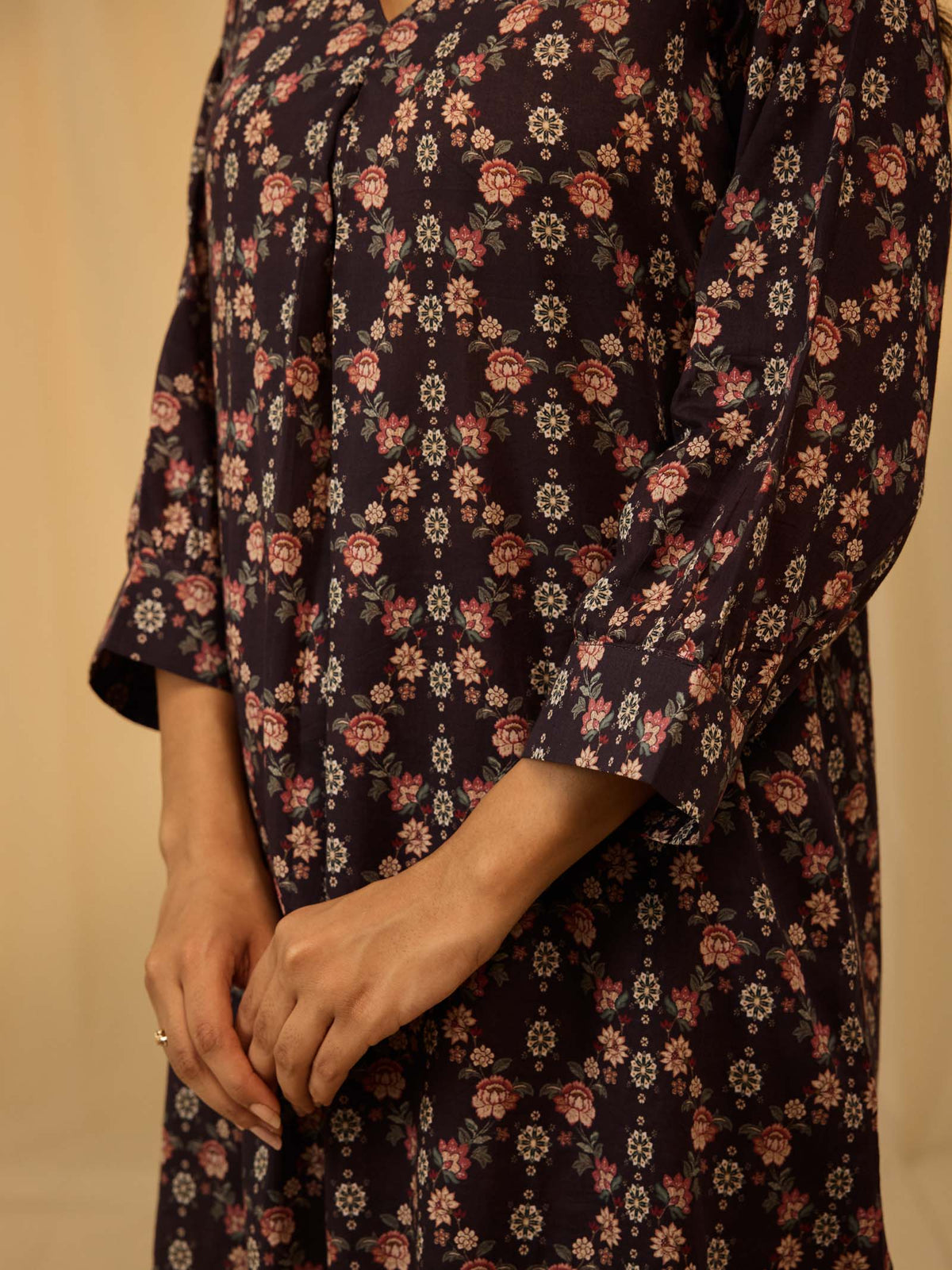 Roasted Coffee Voile Kurta