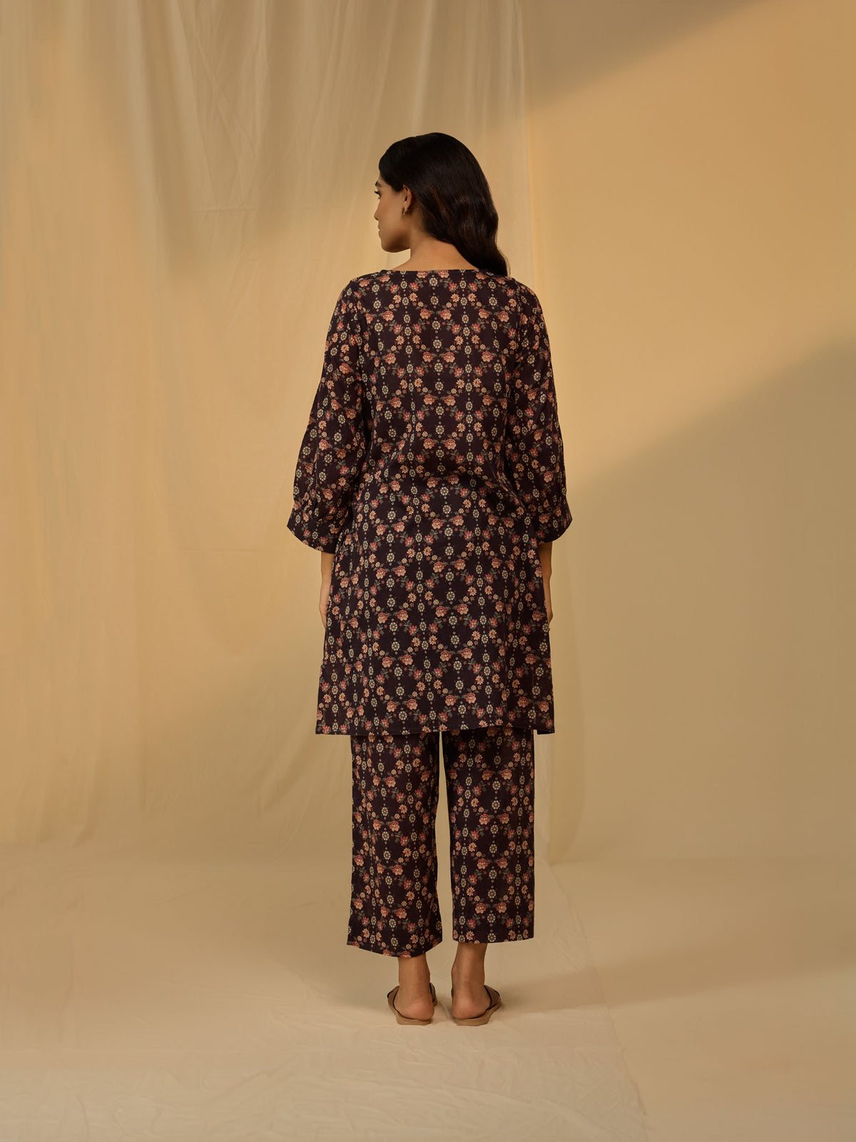 Roasted Coffee Voile Kurta
