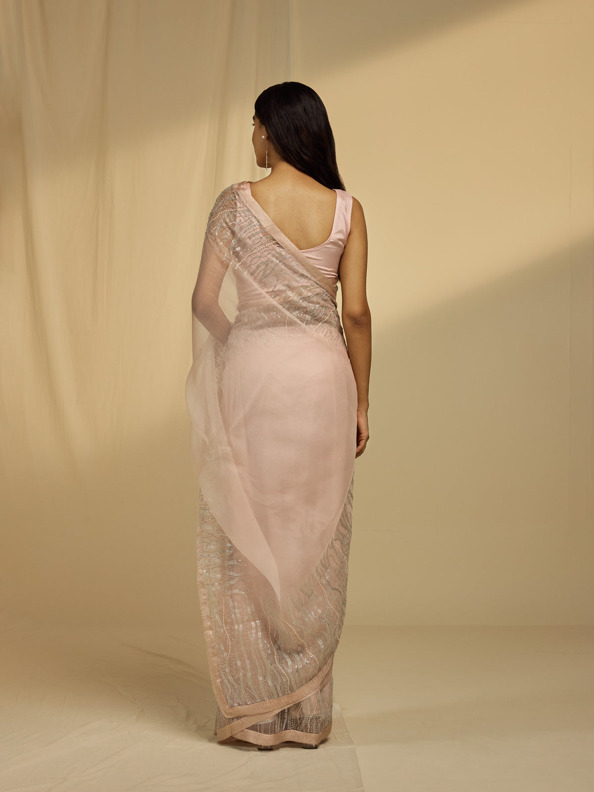 Lightening Pink Organza Saree