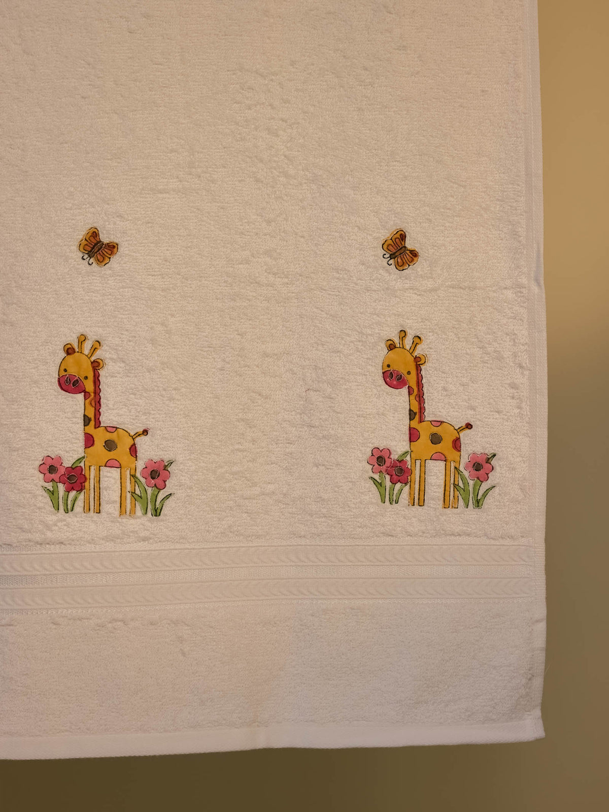 Giraffe With Flowers Baby Towel
