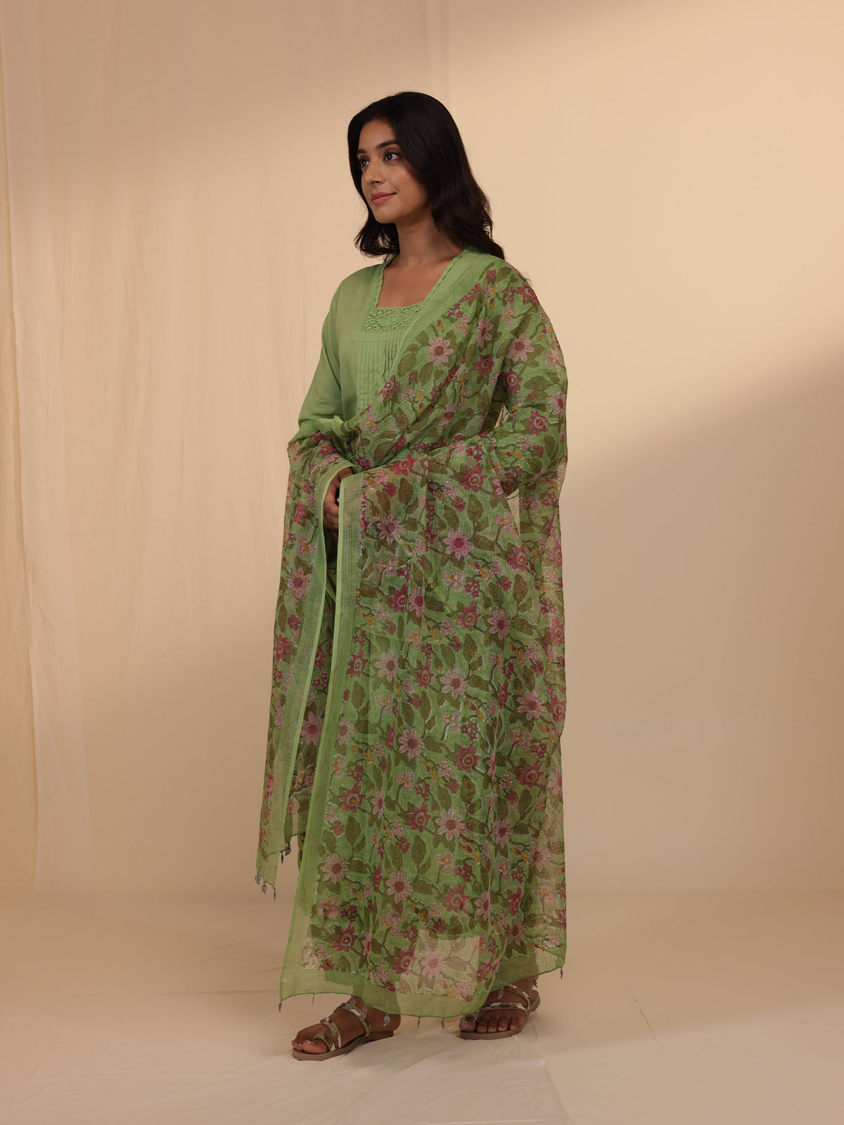 Nettle Green Voile Kurta