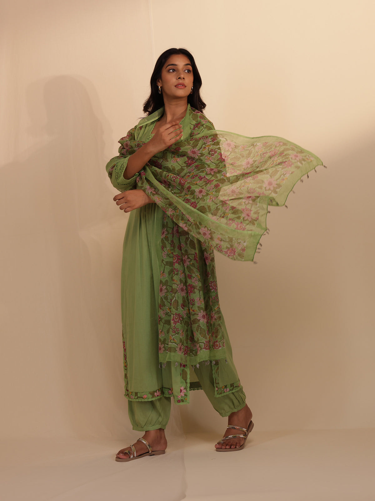 Nettle Green Voile Kurta