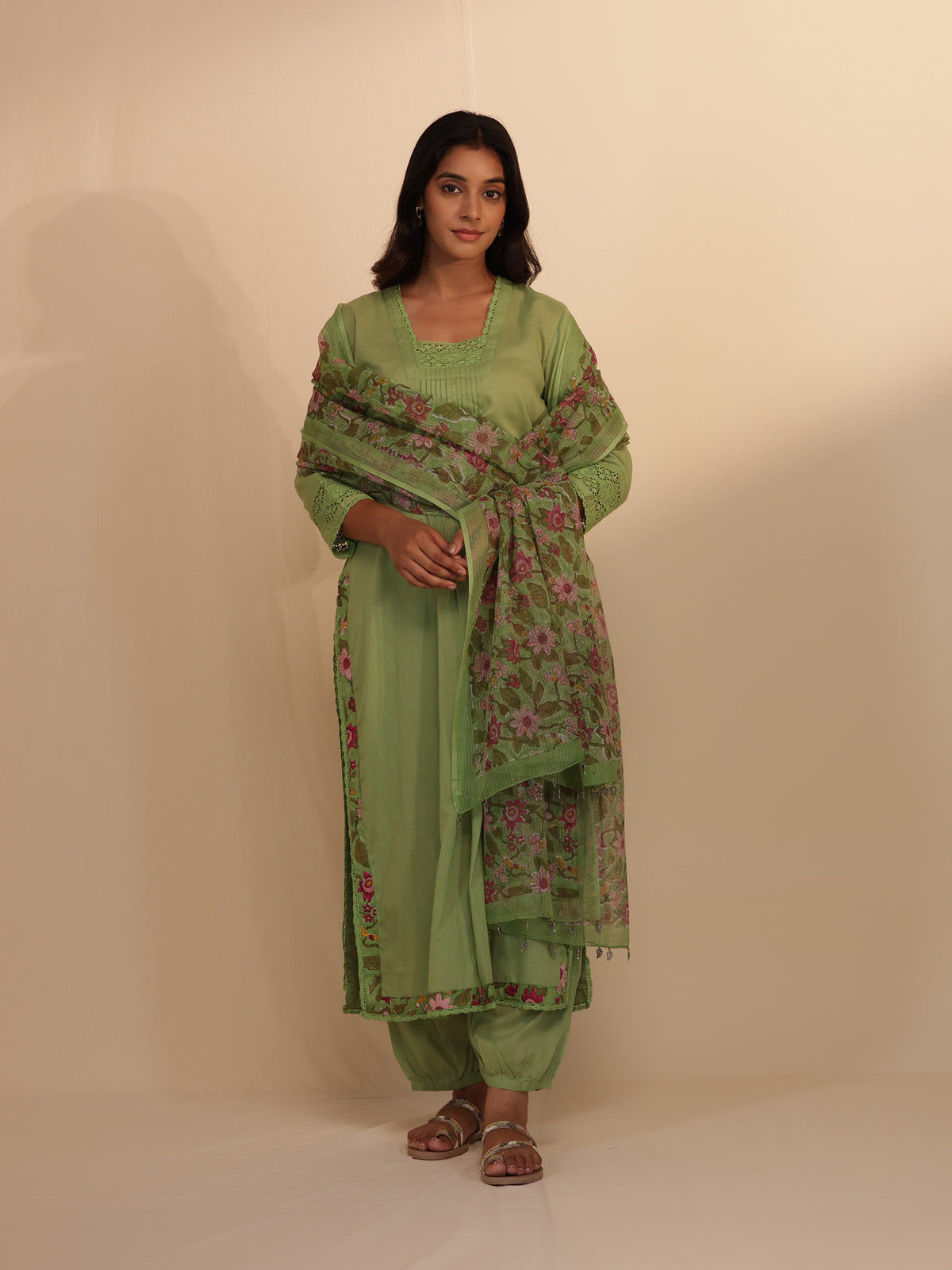 Nettle Green Voile Kurta
