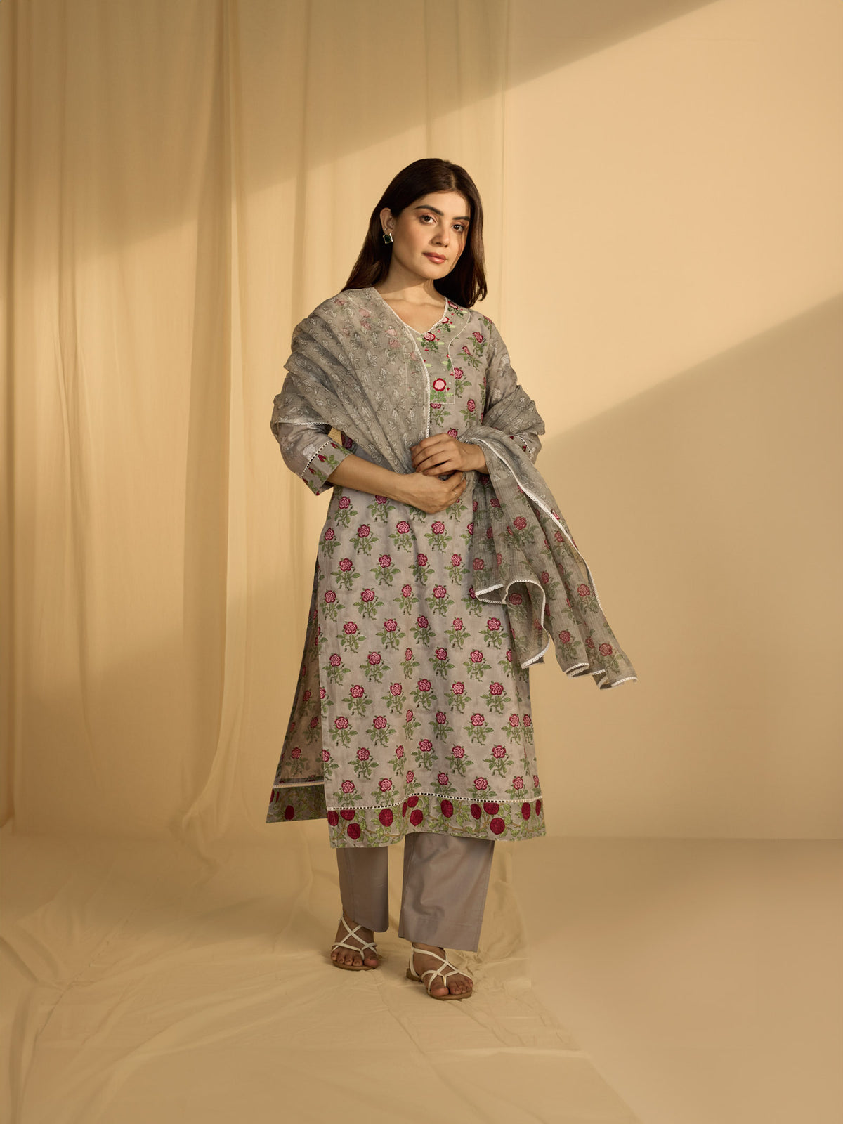Dove Grey Kota Dupatta