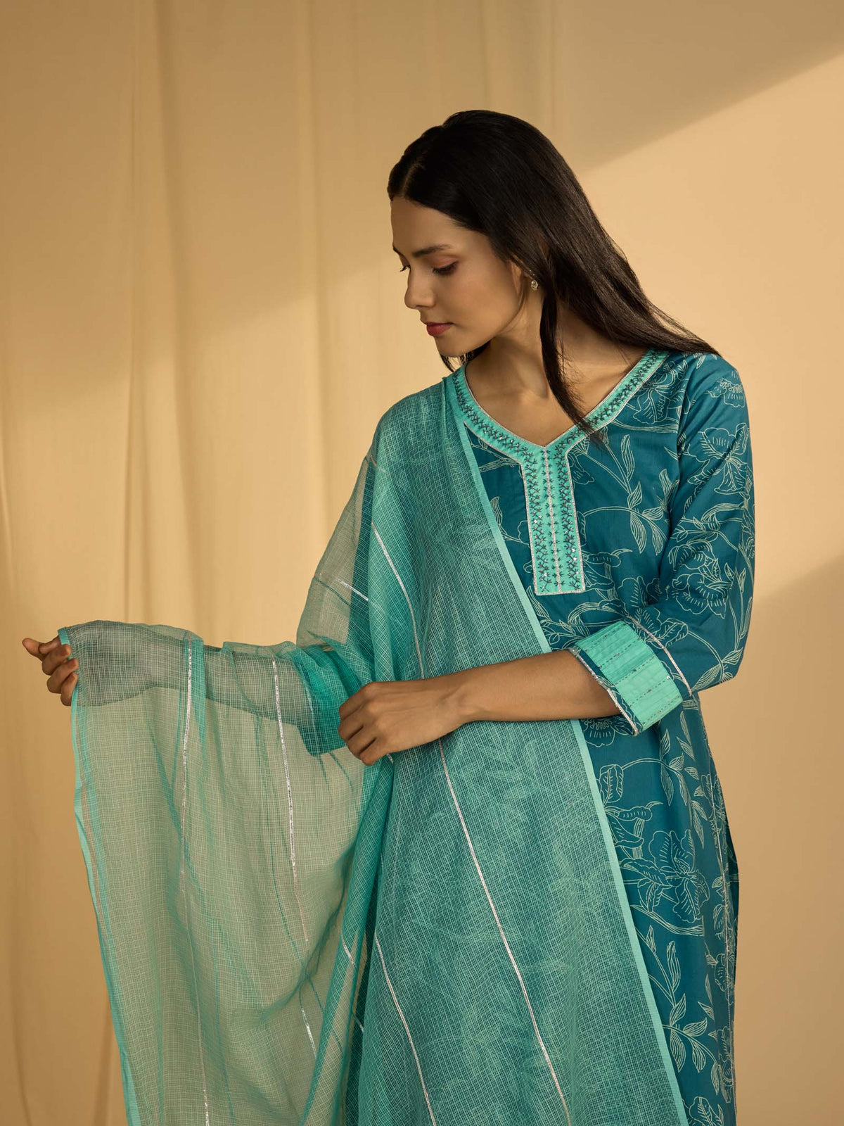 Teal Kota Dupatta
