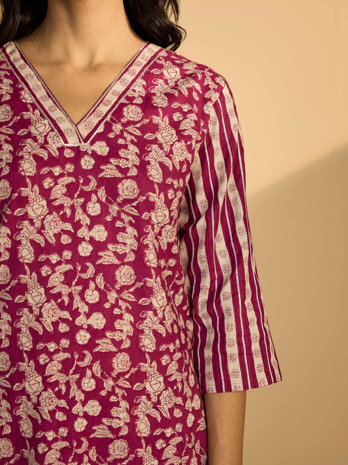 Purple Ink Cotton Kurta