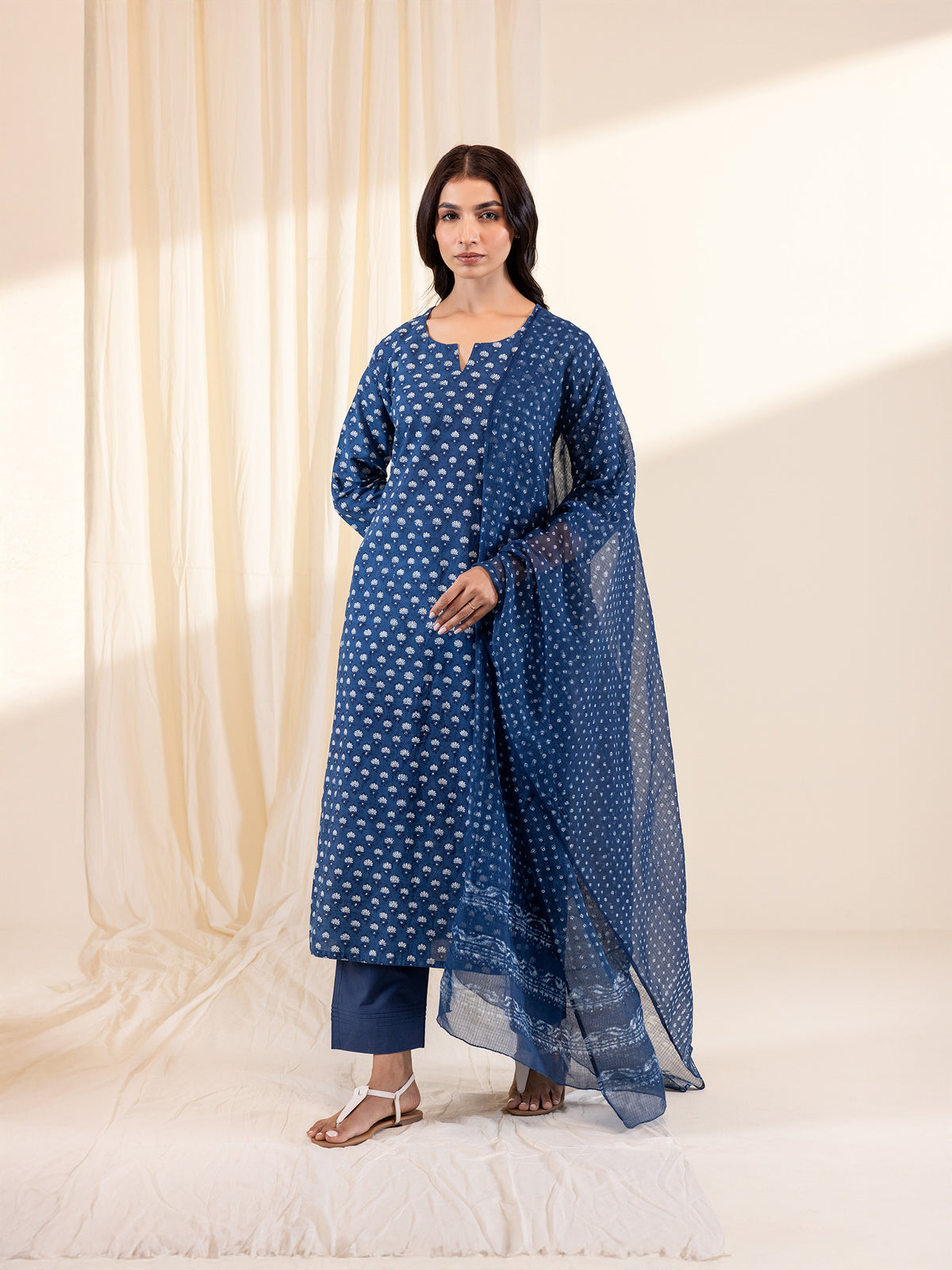 Indigo Diamonds Cotton Kurta