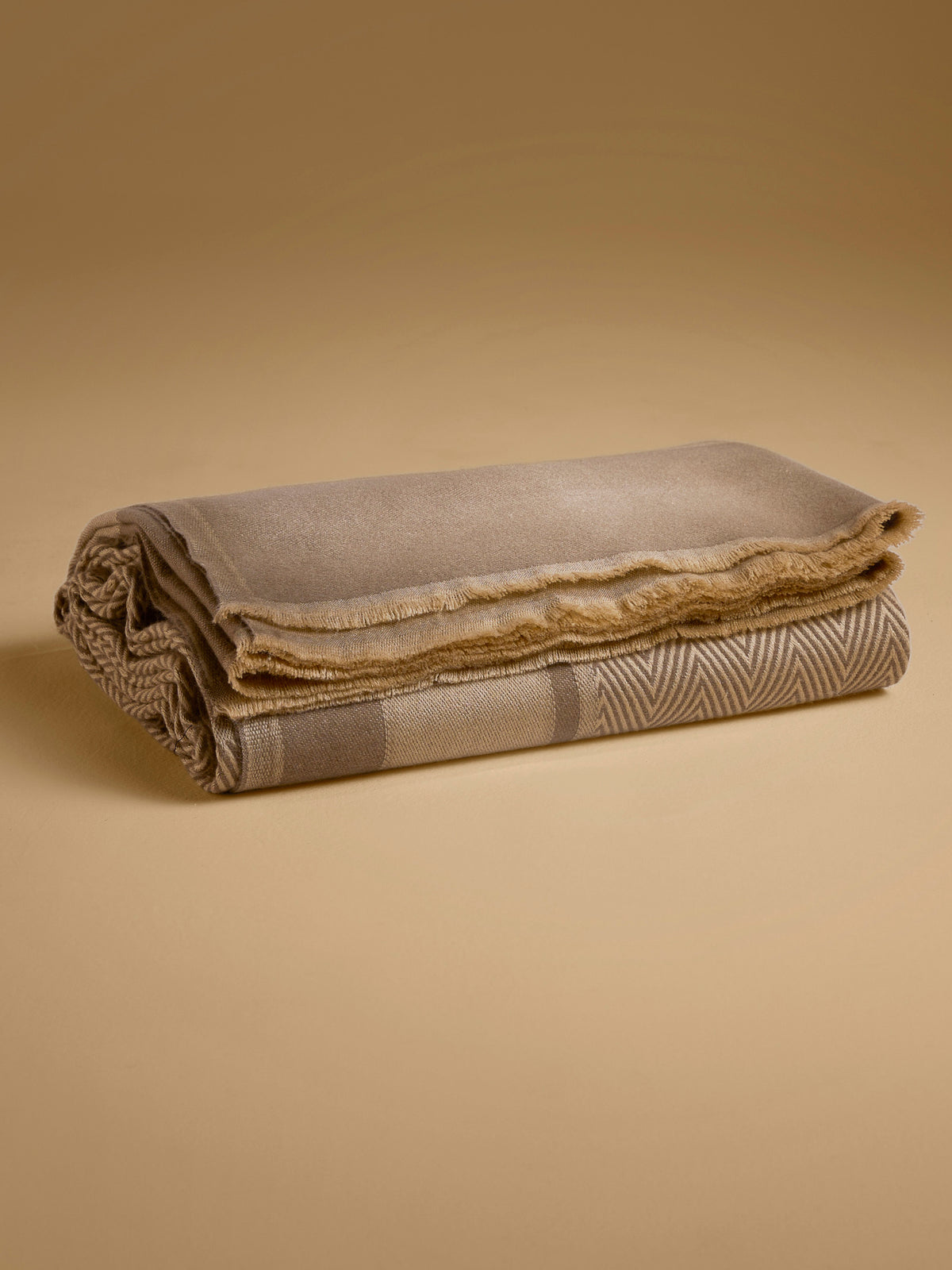 Woollen Throw Handloom- Beige