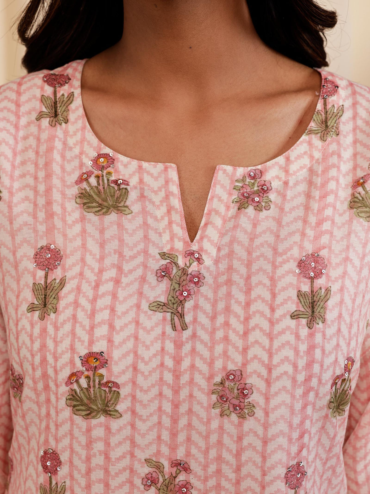 Fussy Fusion Peach Chanderi Kurta