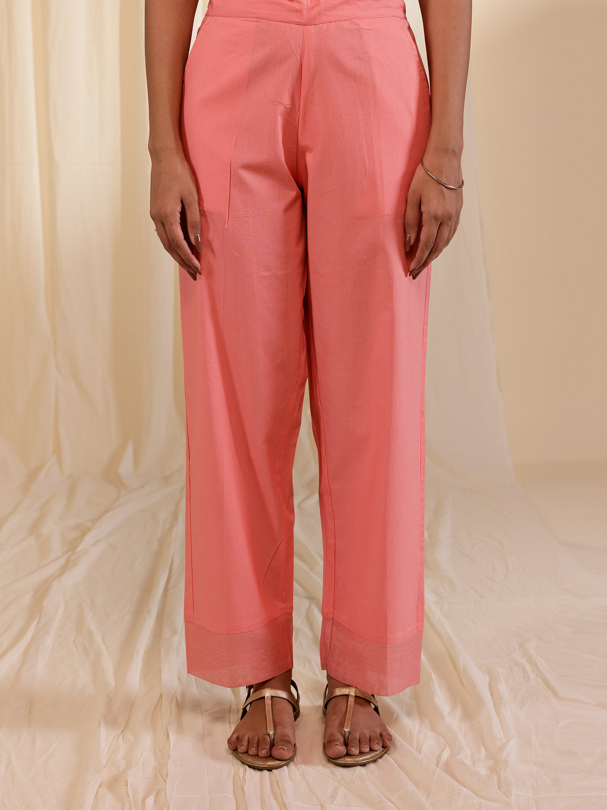 Fussy Fusion Peach Cotton Straight Pant