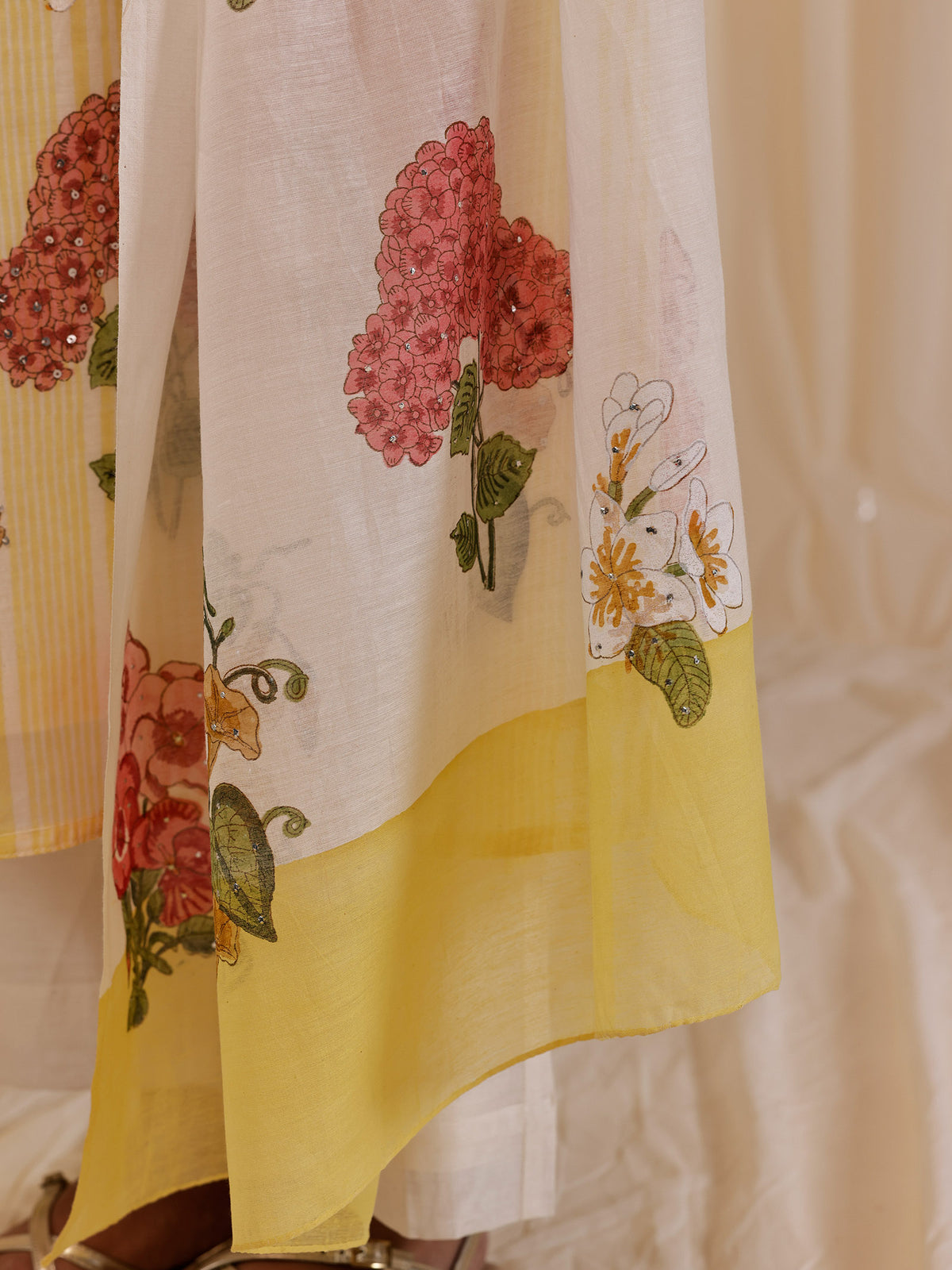 Fussy Fusion Yellow Chanderi Dupatta