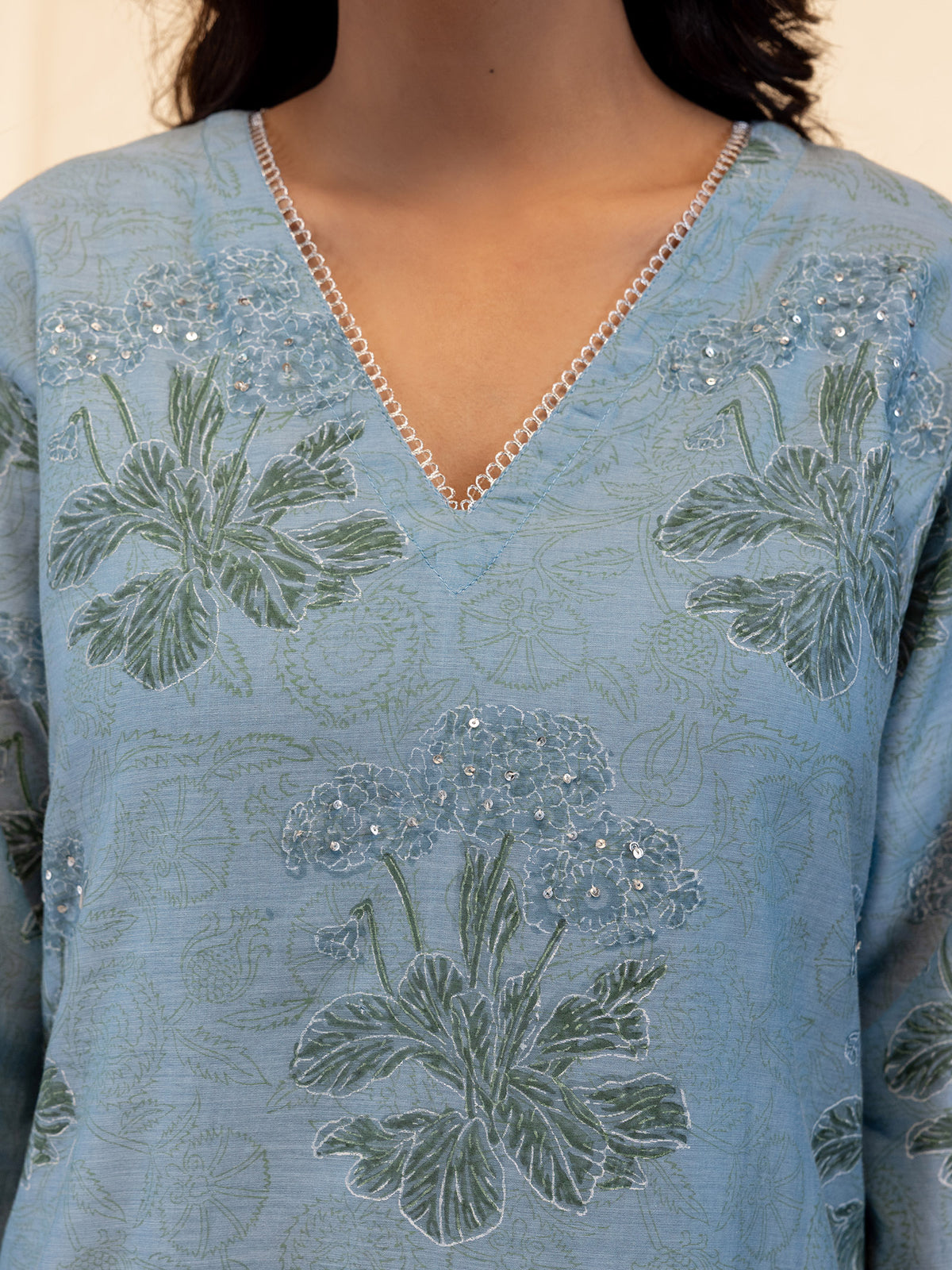 Silver Smith Blue Chanderi Kurta